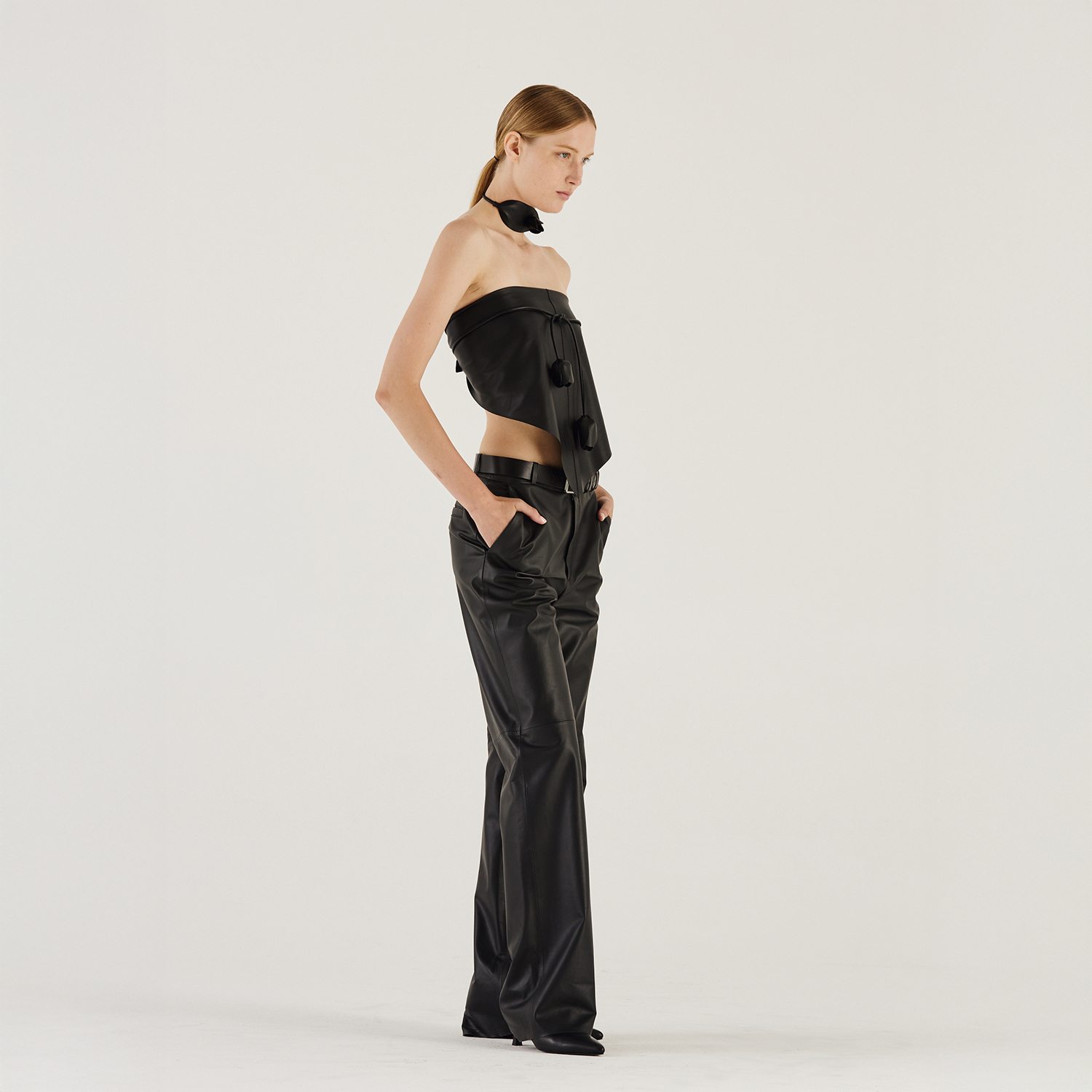 KK14844 | LEATHER RELAXED LEG PANTS