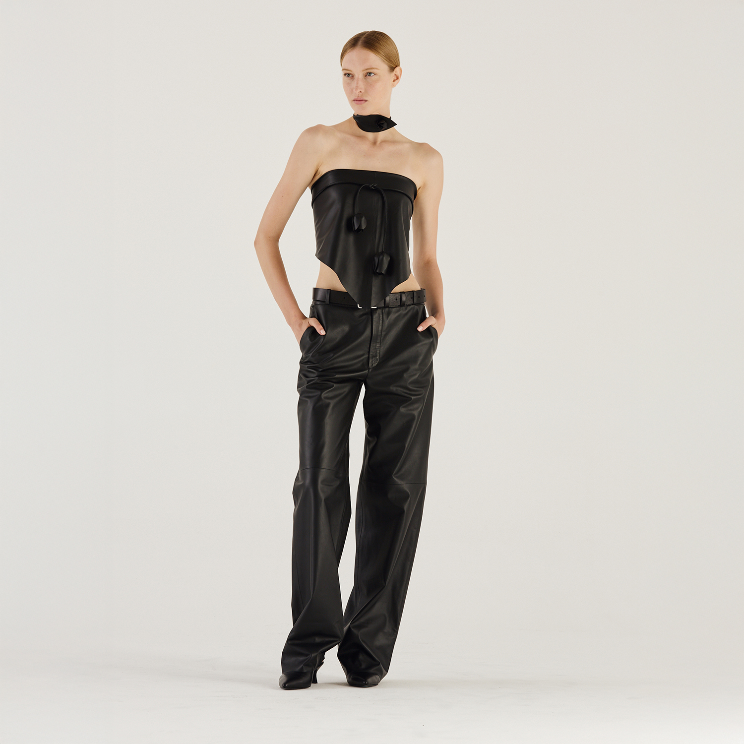 KK14844 | LEATHER RELAXED LEG PANTS