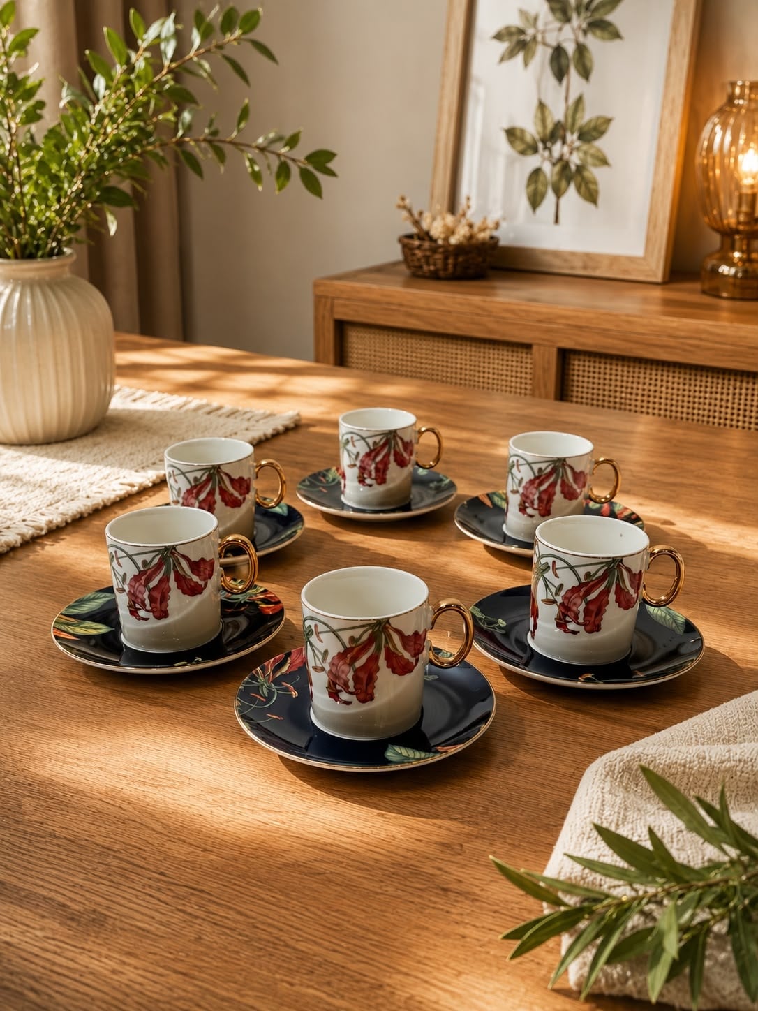 DekuvaDekuva Lamedor CC104 Tropical 6 Kişilik Çay Takımı | Lüks Cam Çay Bardağı SetiCC104 