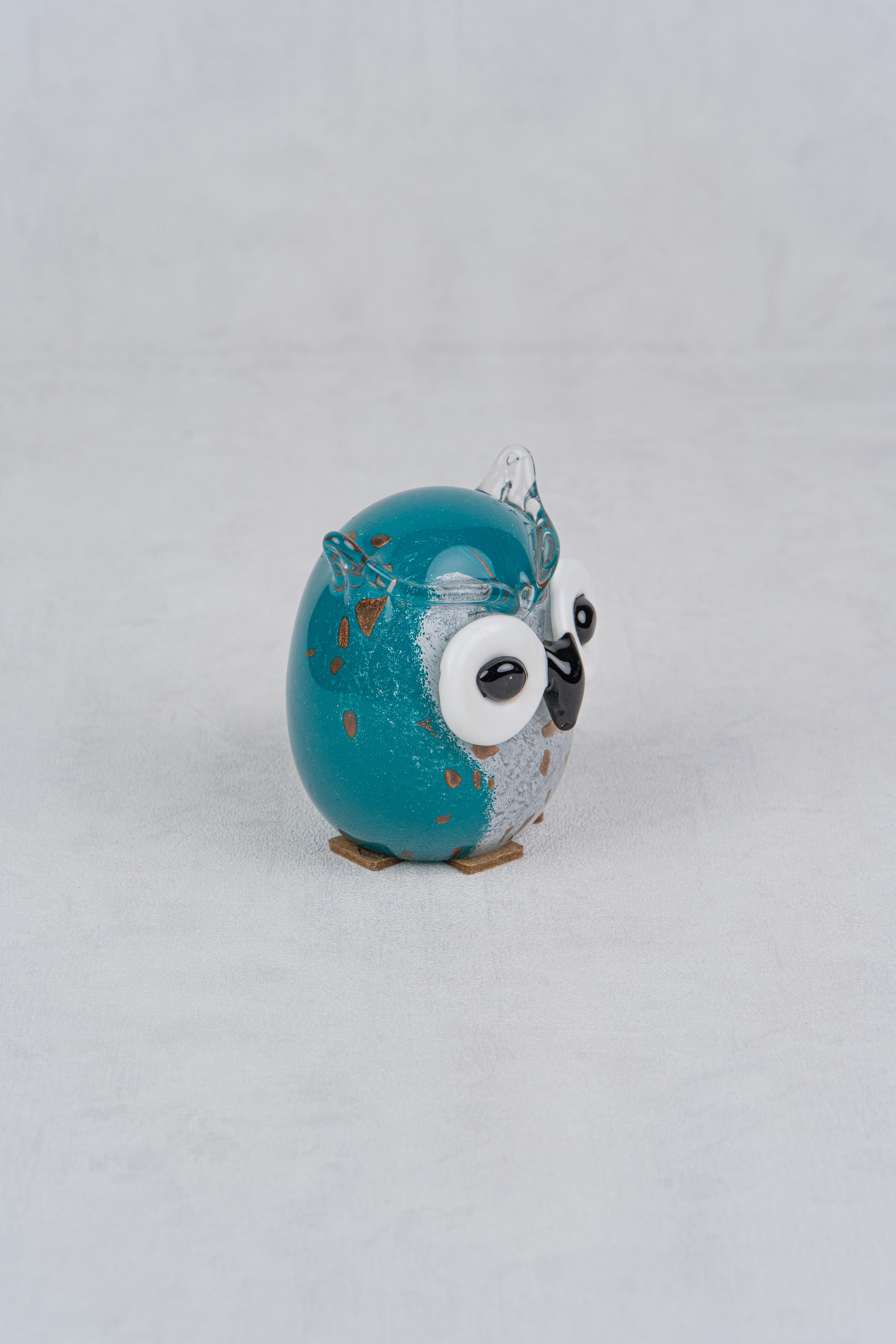 DekuvaOWL BLUE GLASS DECOR 8*8*10LAMEDORE 1ZB-10704