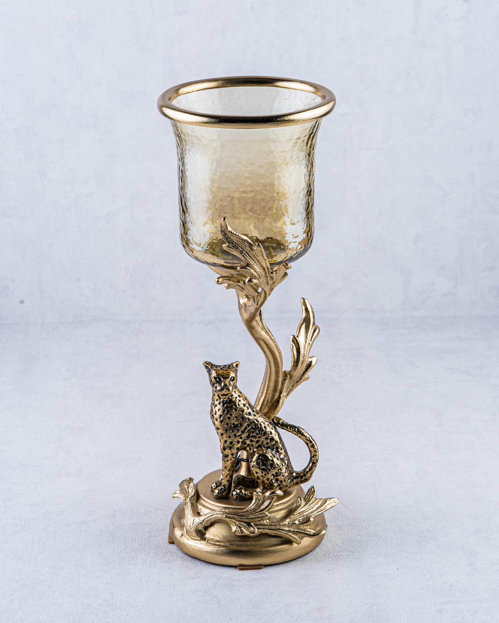 DekuvaRUSTIC GOLD AND OMBRE BROWN GLASS CANDLEGÜVEN BG-36