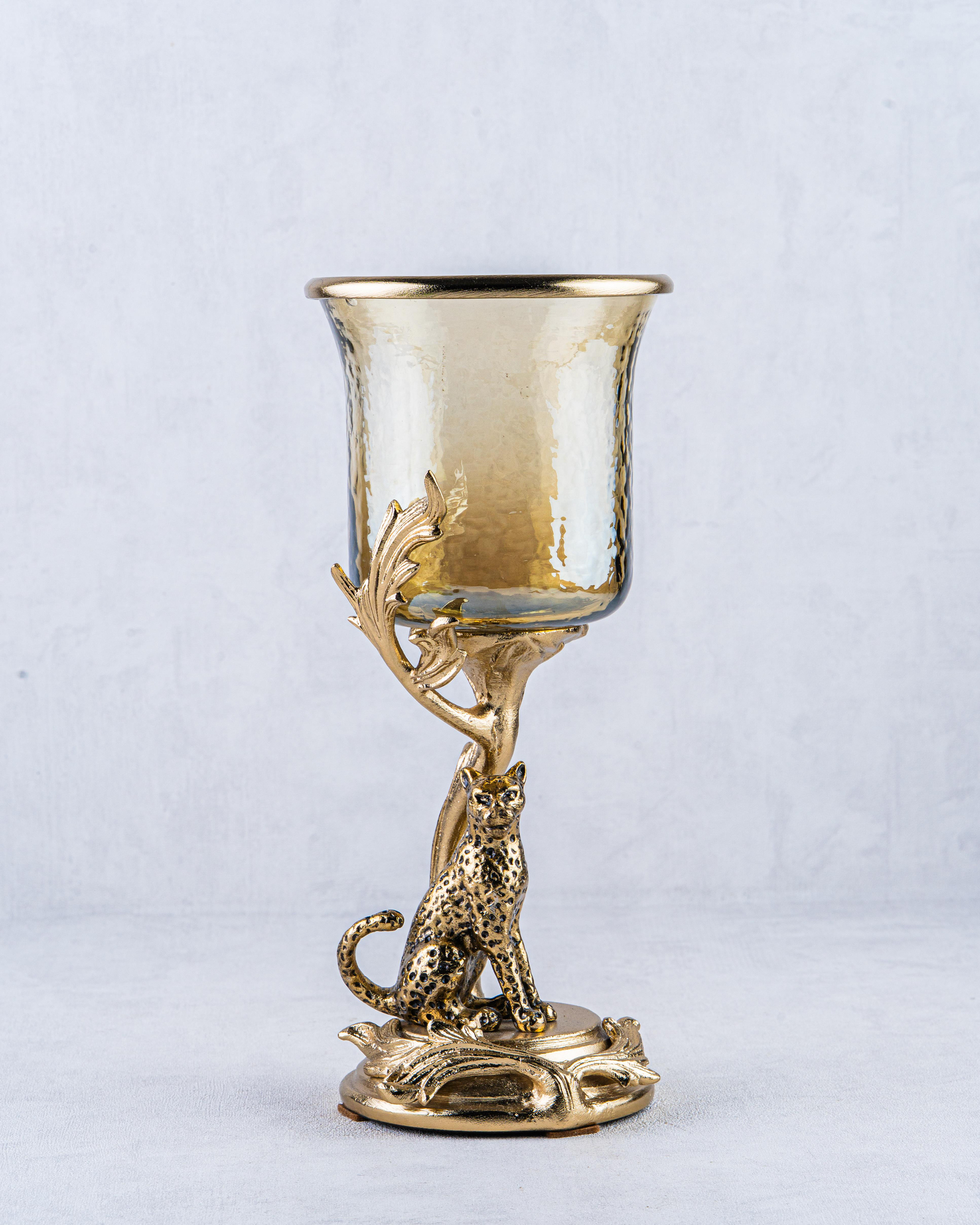 DekuvaRUSTIC GOLD AND OMBRE BROWN GLASS CANDLEGÜVEN BG-37