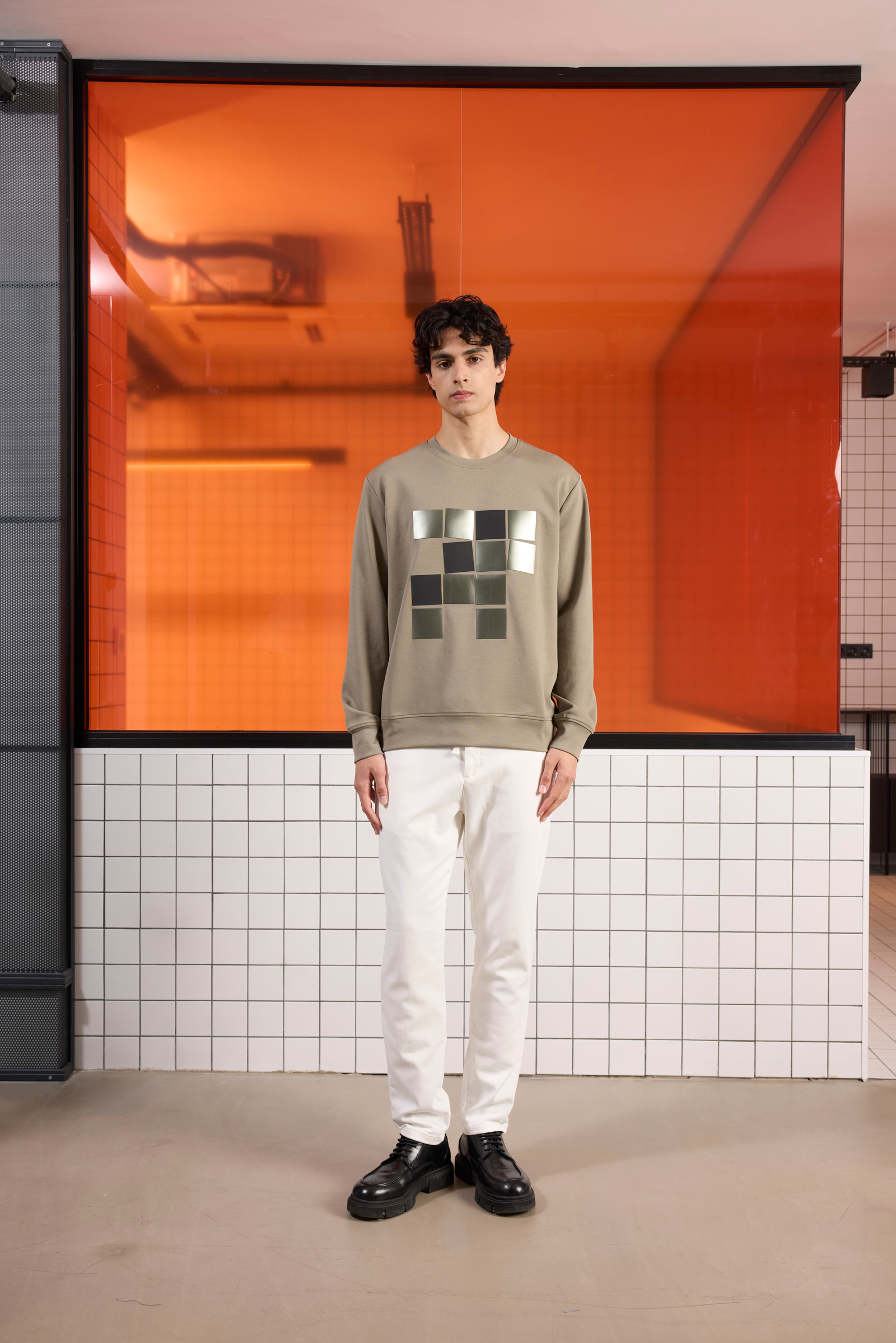 Bisiklet Yaka Baskılı Regular Fit Erkek Sweatshirt
