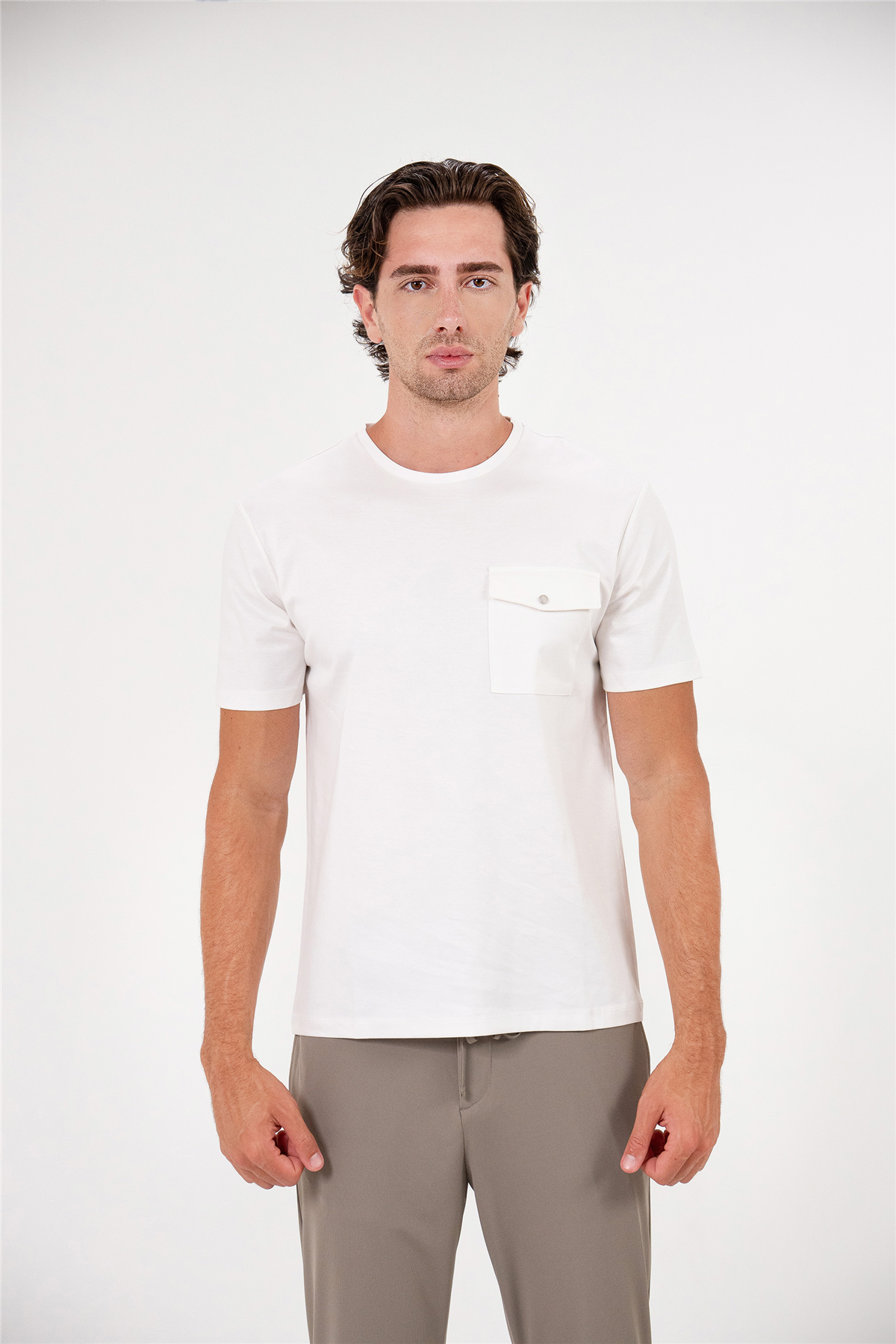 Bisiklet Yaka Cepli Regular Erkek T-shirt