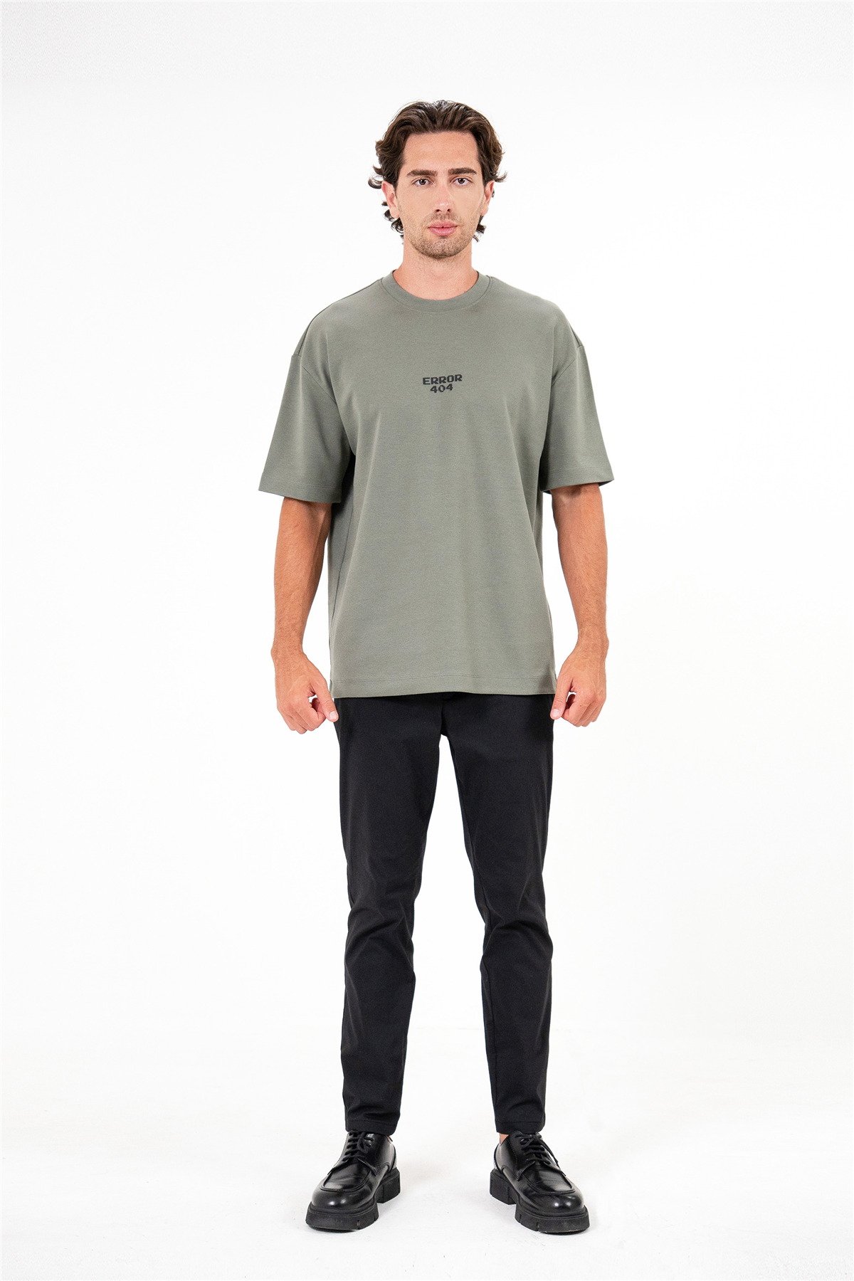 Bisiklet Yaka Error Baskılı Erkek T-shirt