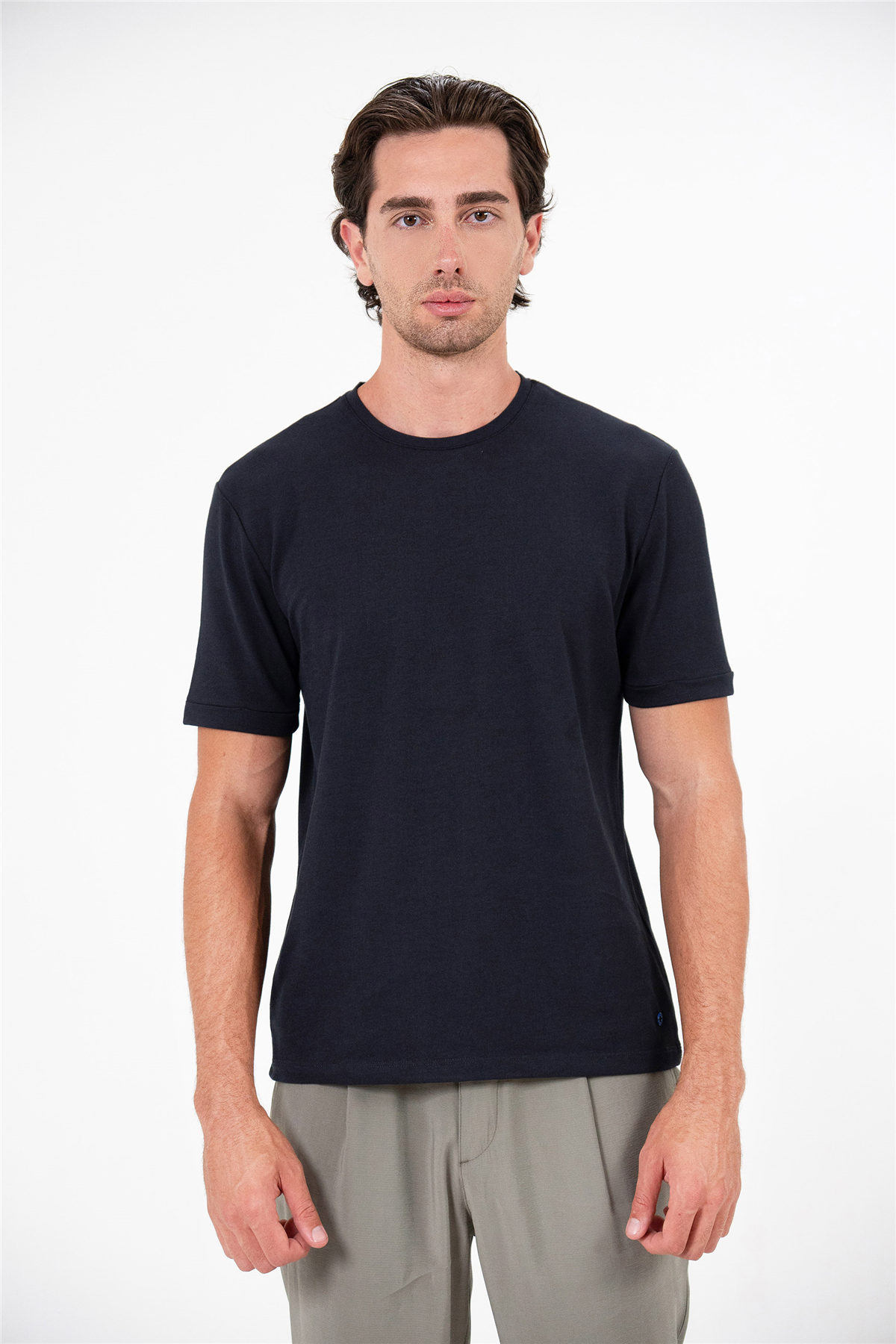 Bisiklet Yaka Kol Ucu Duble Erkek T-shirt
