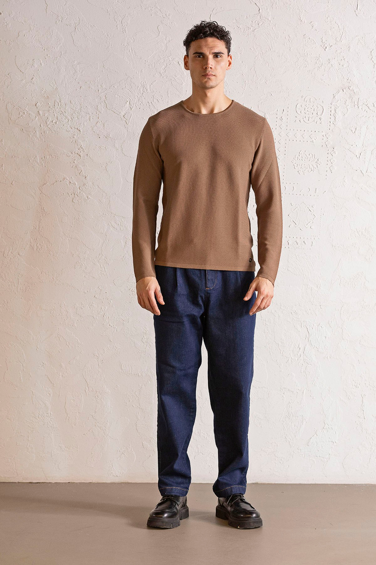 Bisiklet Yaka Slim Fit Erkek Kazak