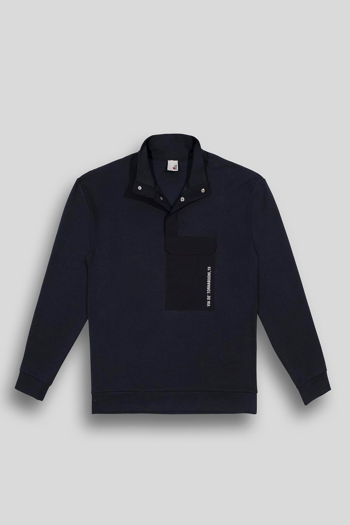 Çıtçıt Kapamalı Dik Yaka Sweatshirt