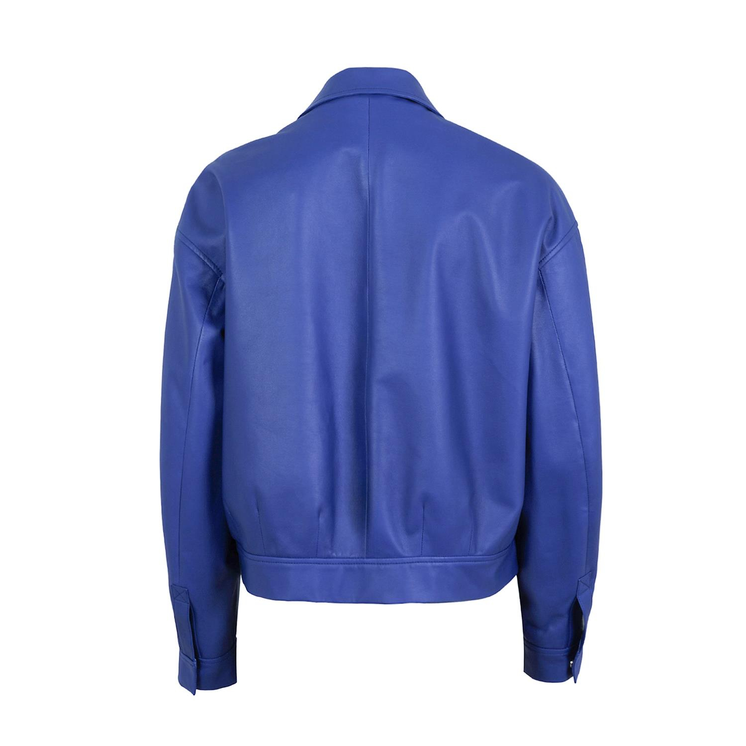 K14430 | LEATHER EGG-SHAPED BOMBER JACKET