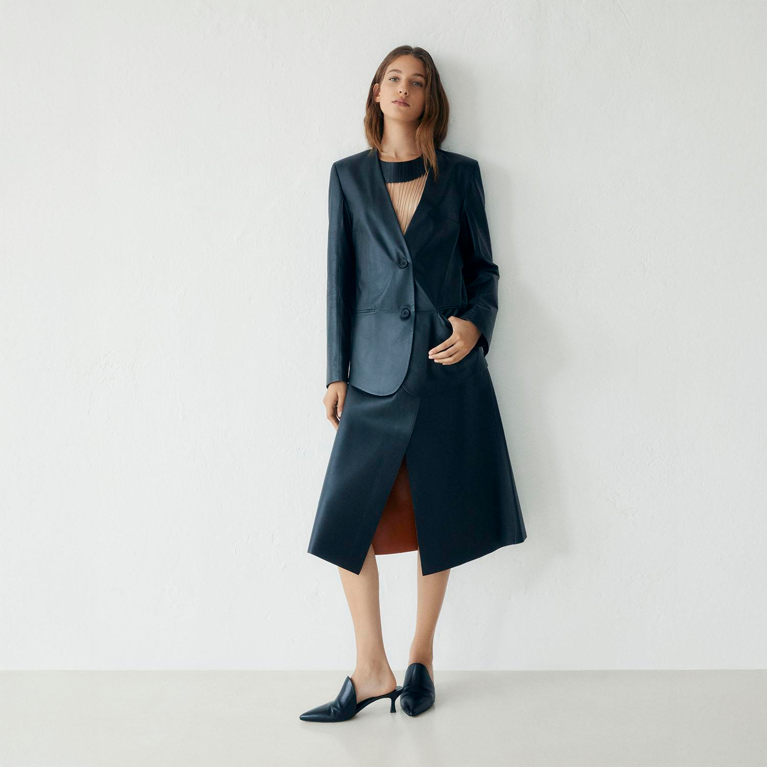 K14437 | Leather Blazer Jacket