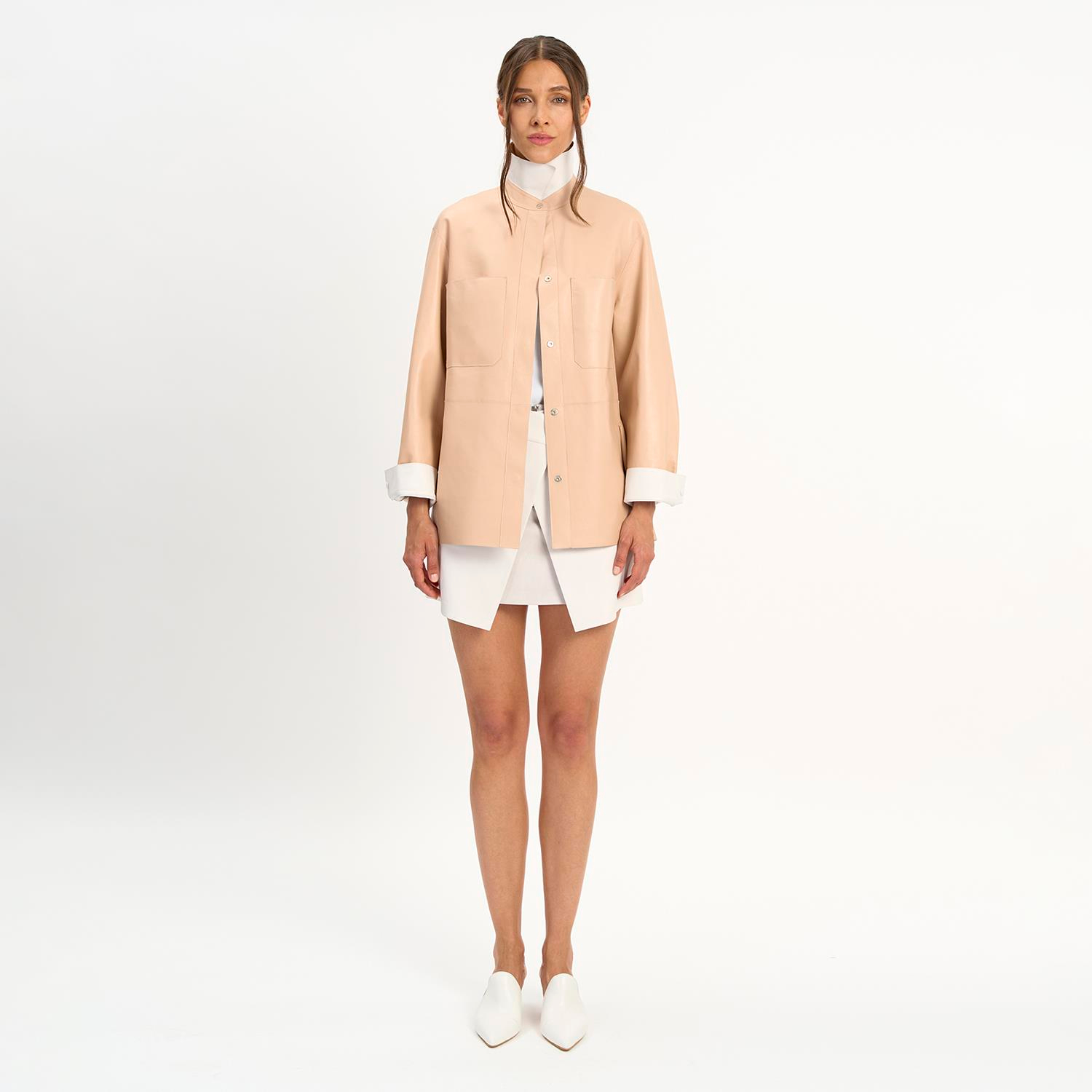 K14455 | LEATHER REVERSIBLE SHIRT JACKET