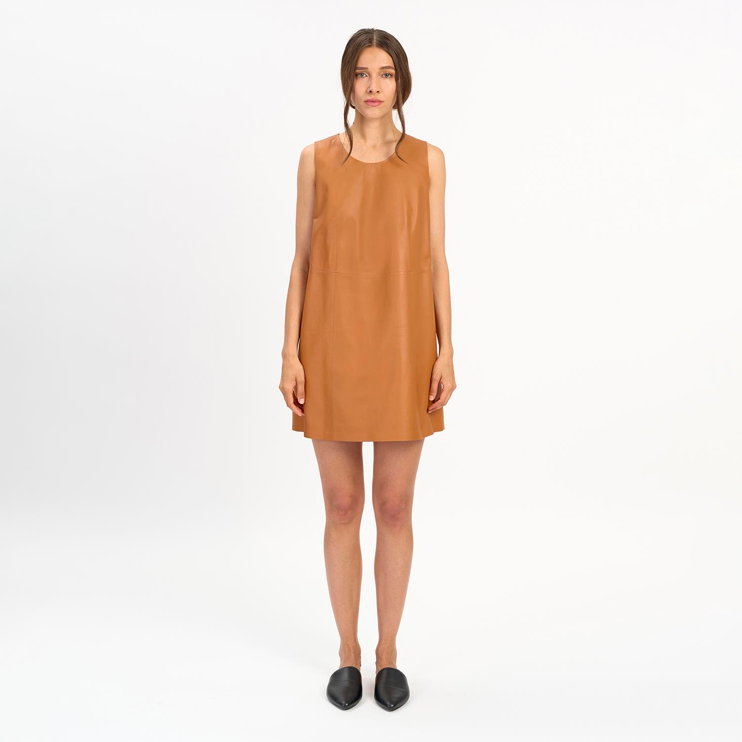 K14510 | Leather Mini A-Line Dress