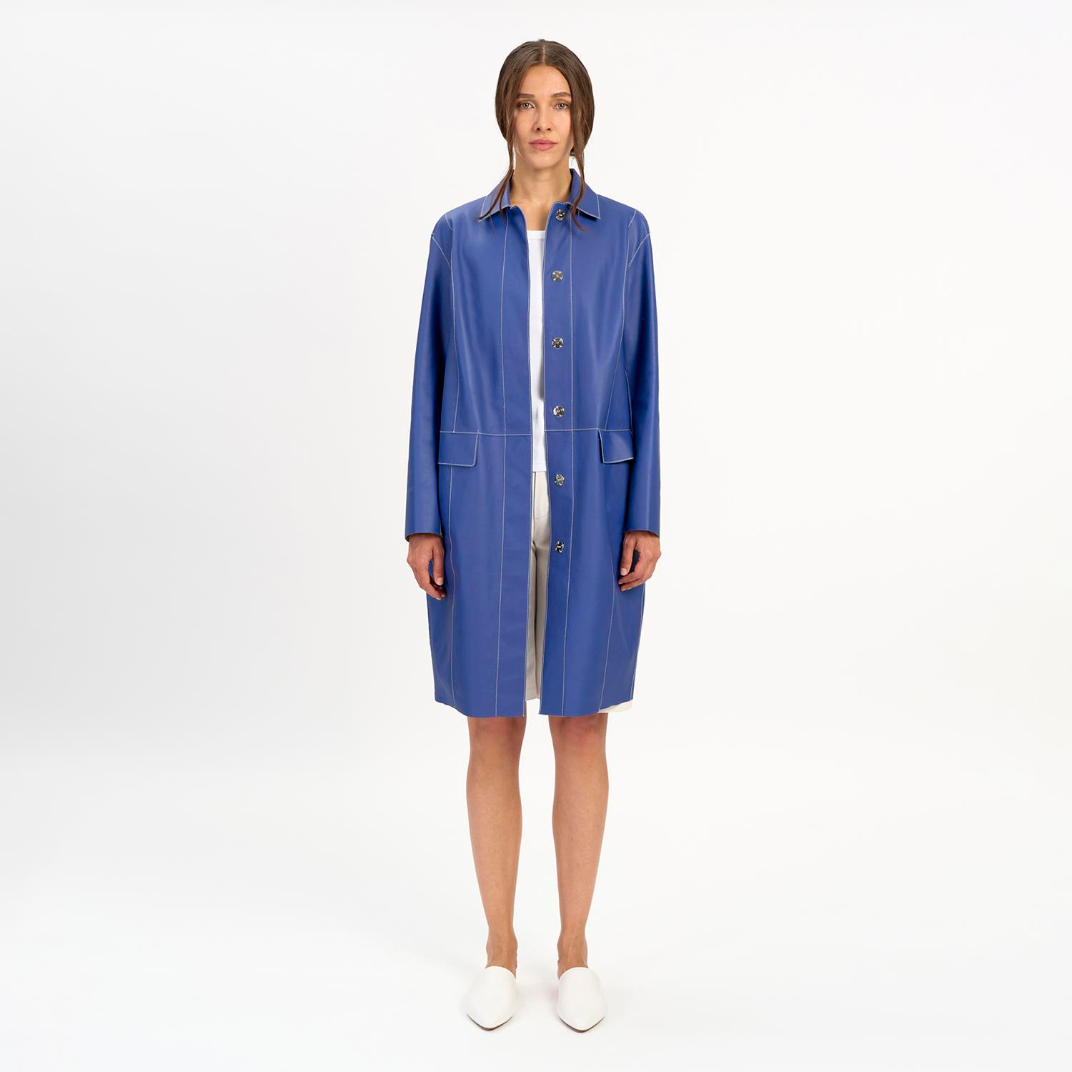 K14523 | LEATHER EGG-SHAPED COAT