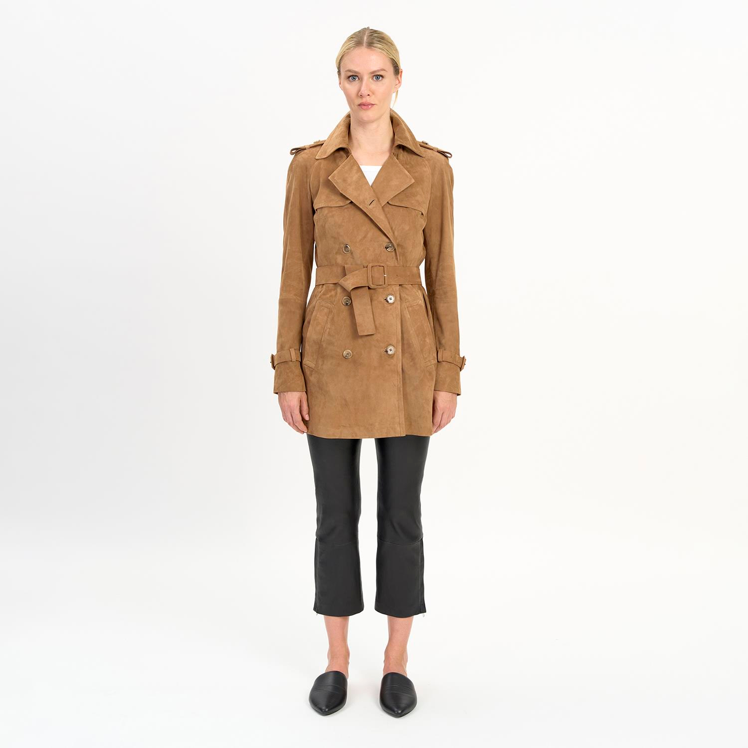 K14524 | Leather Caban Trench Coat