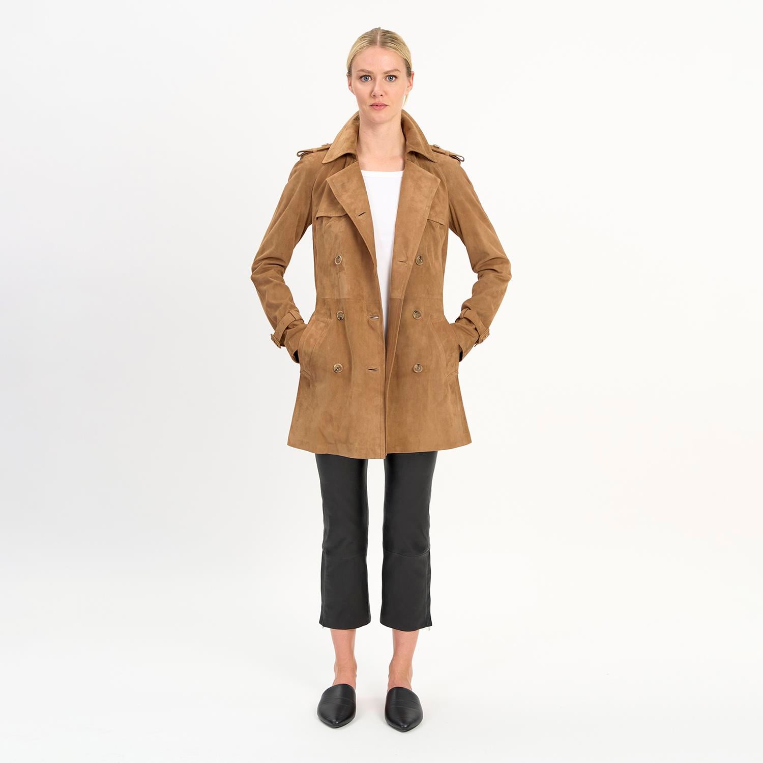 K14524 | Leather Caban Trench Coat