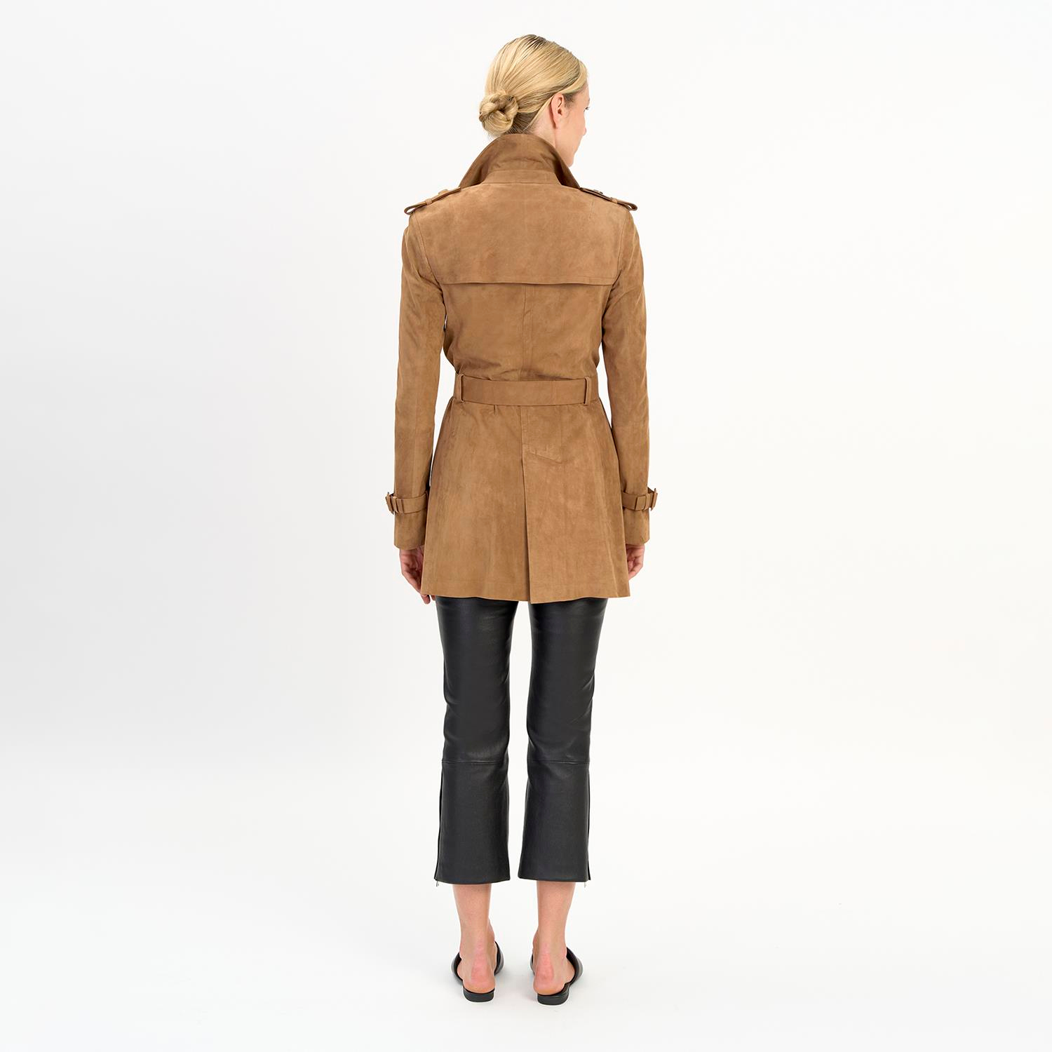 K14524 | Leather Caban Trench Coat