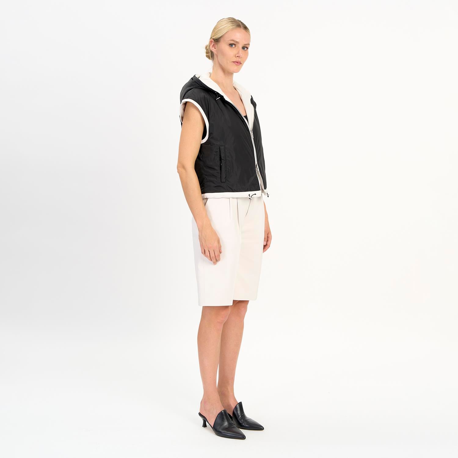 K14527 | LEATHER OVER PUFFER GILET