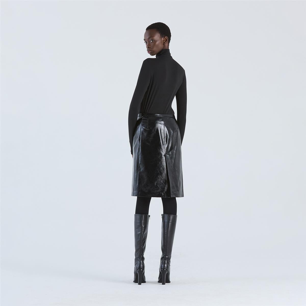 K14768 | Leather 4-Panel Skirt