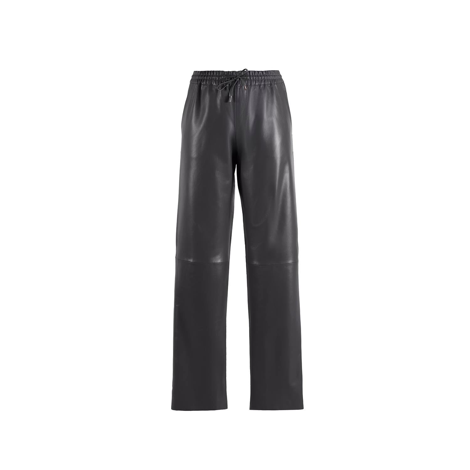 K14815 | Leather Wide Leg Waist String Pants