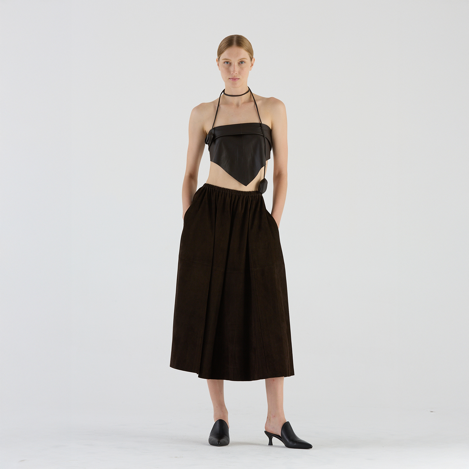 K14901_ |  LEATHER ROUTE SKIRT