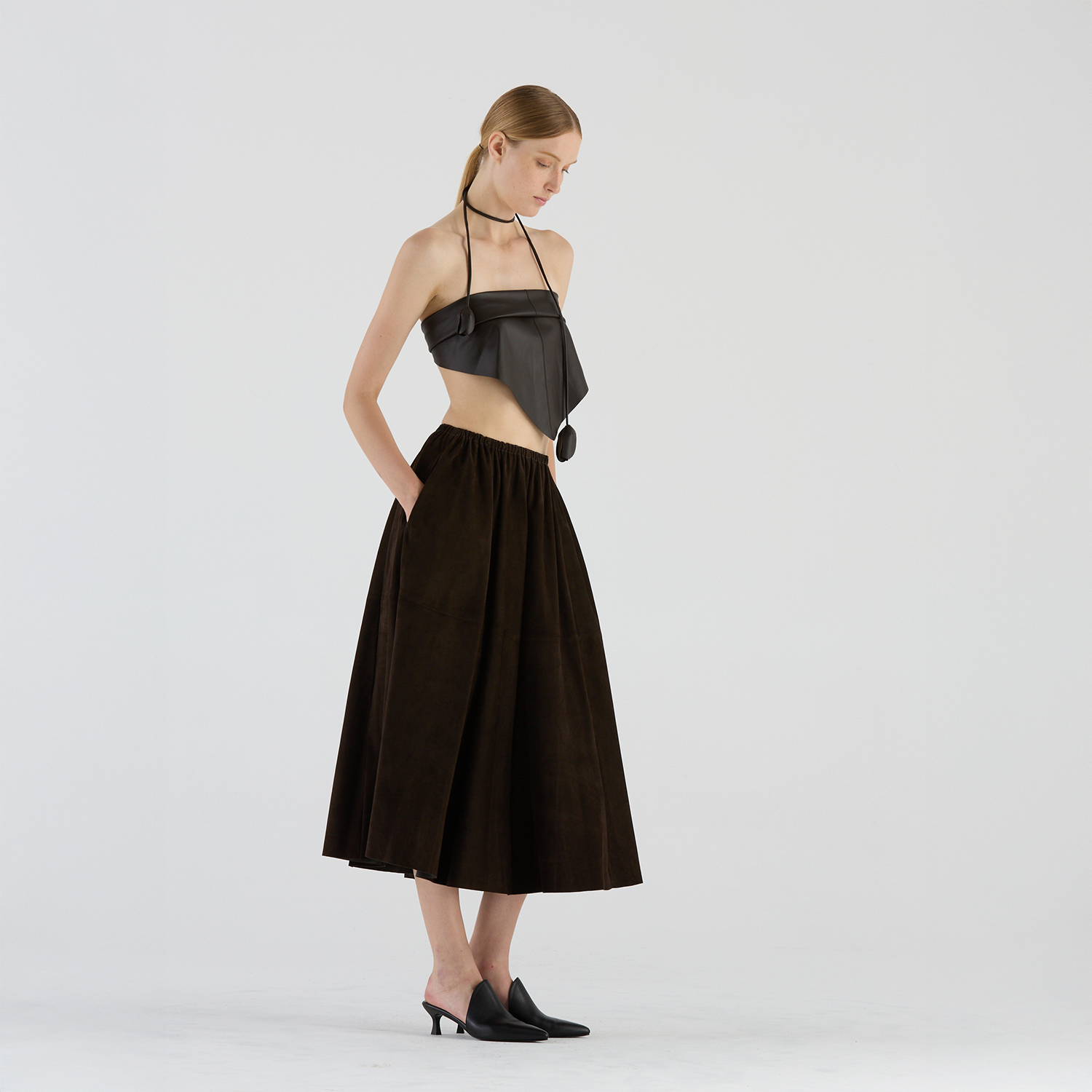 K14901_ |  LEATHER ROUTE SKIRT