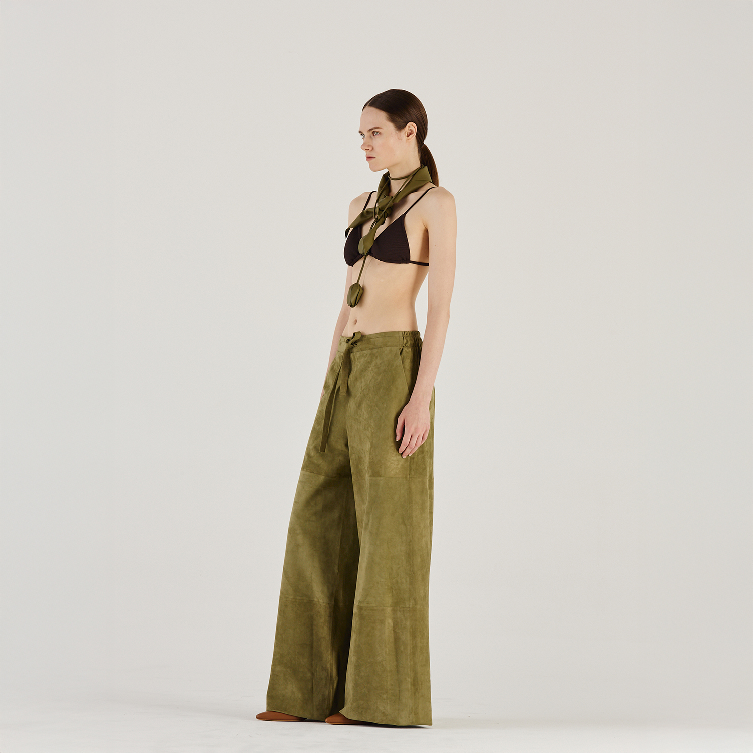 K14903_ | LEATHER WIDE LEG PANTS