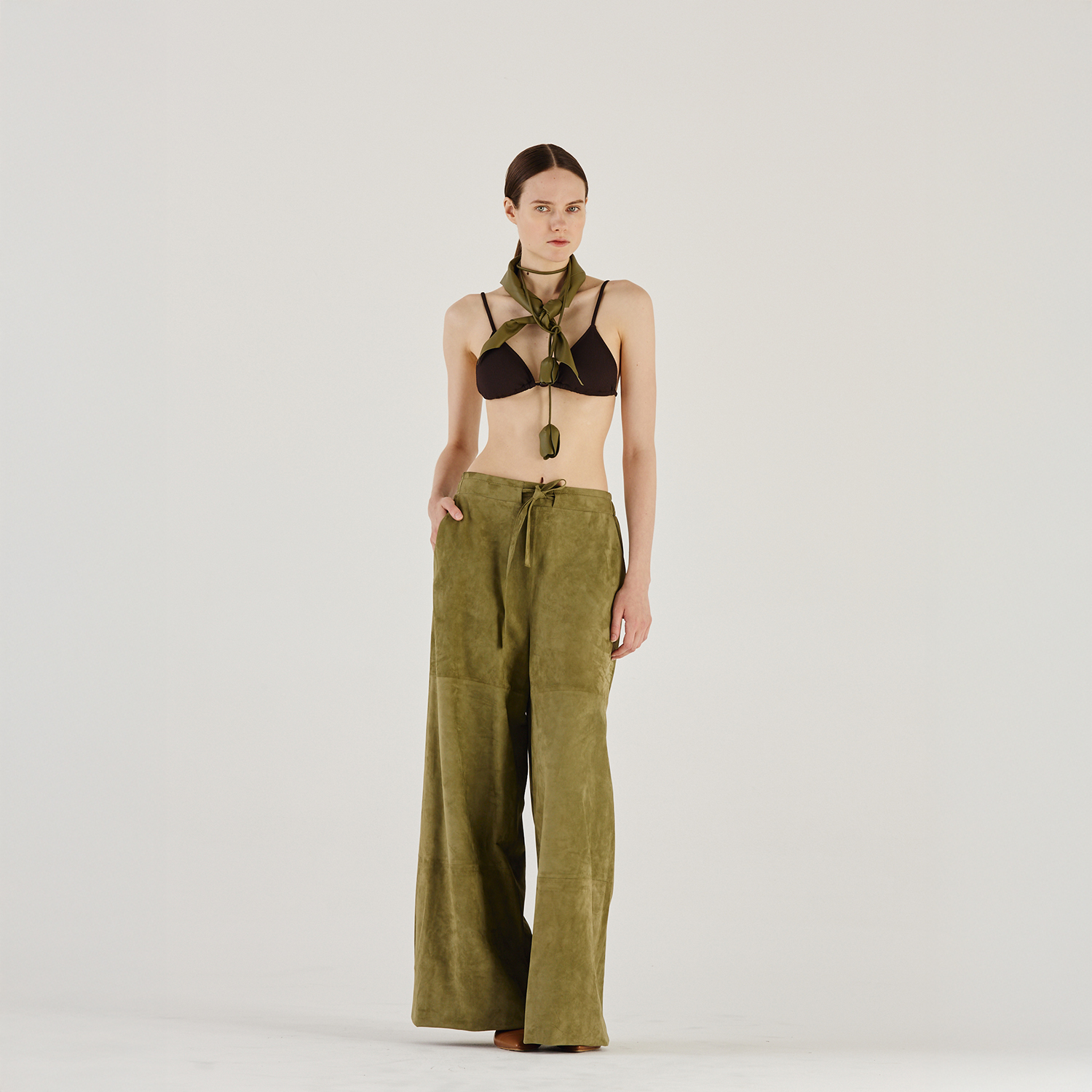 K14903_ | LEATHER WIDE LEG PANTS