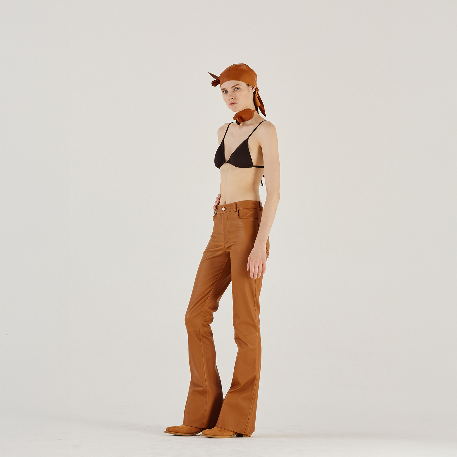 K14904 | LEATHER BOOT LEG 5-POCKET PANTS
