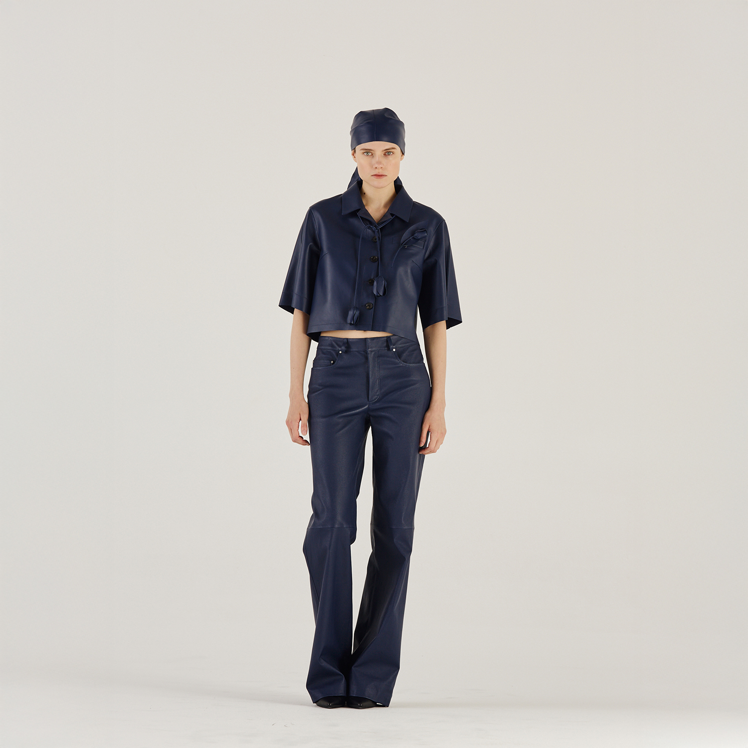 K14917 | LEATHER CROPPED PYJAMA SHIRT