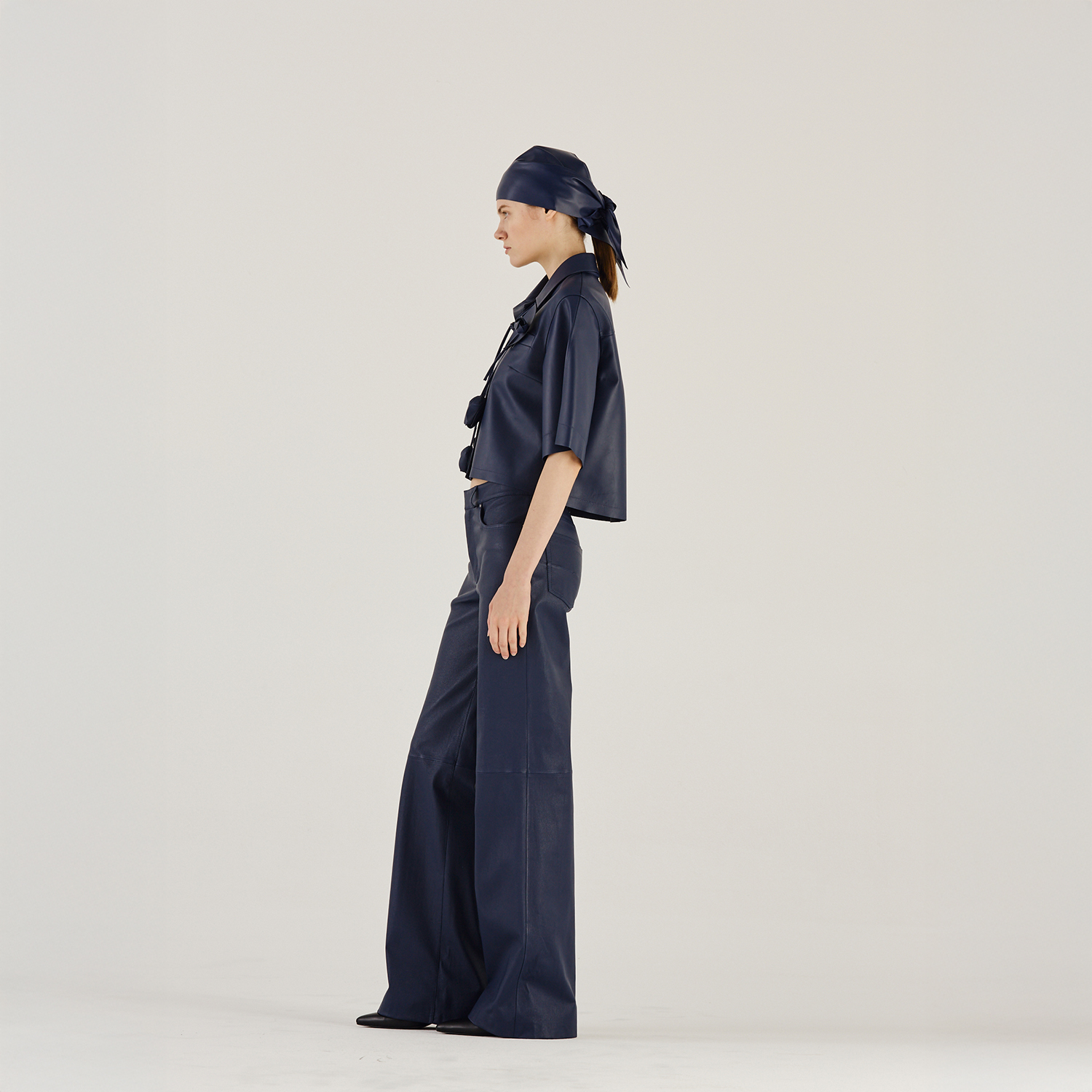 K14917 | LEATHER CROPPED PYJAMA SHIRT
