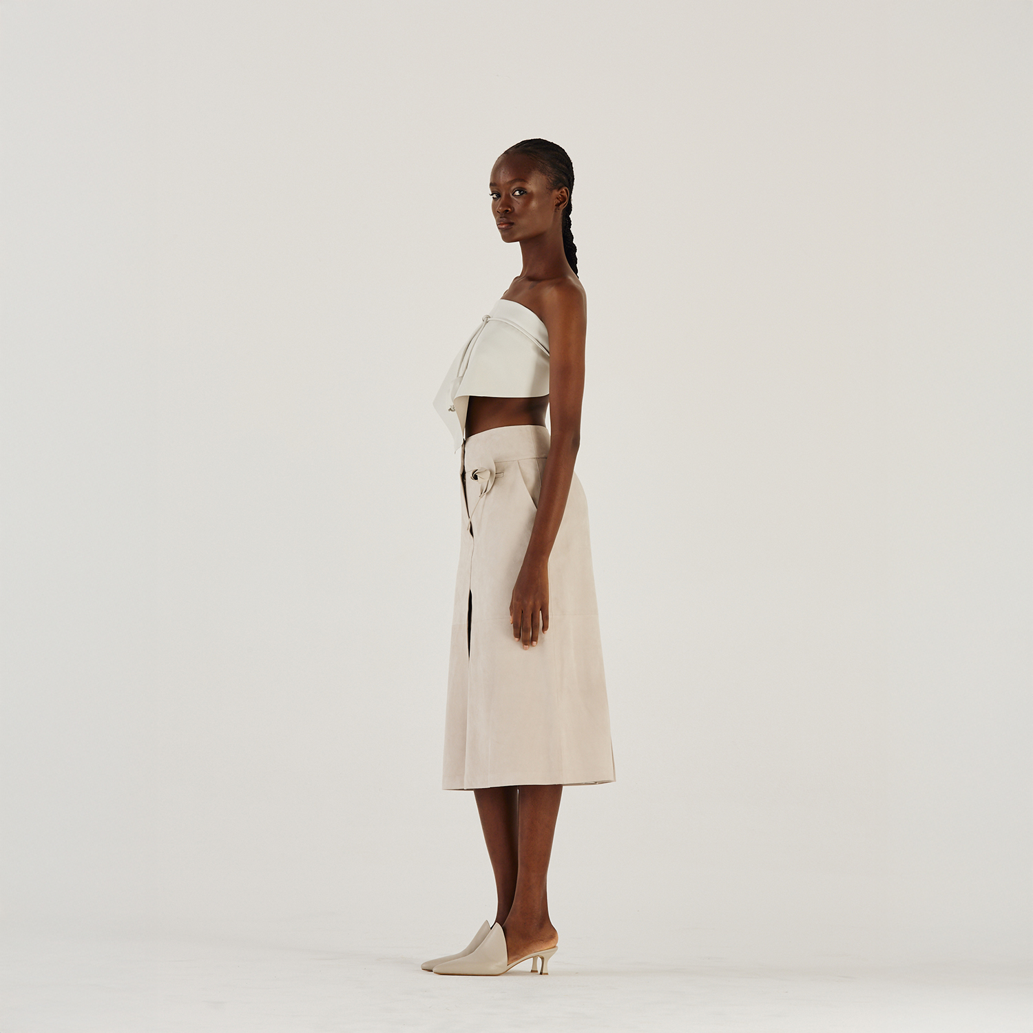 K14919_ |  LEATHER A-LINE LONGETTE SKIRT