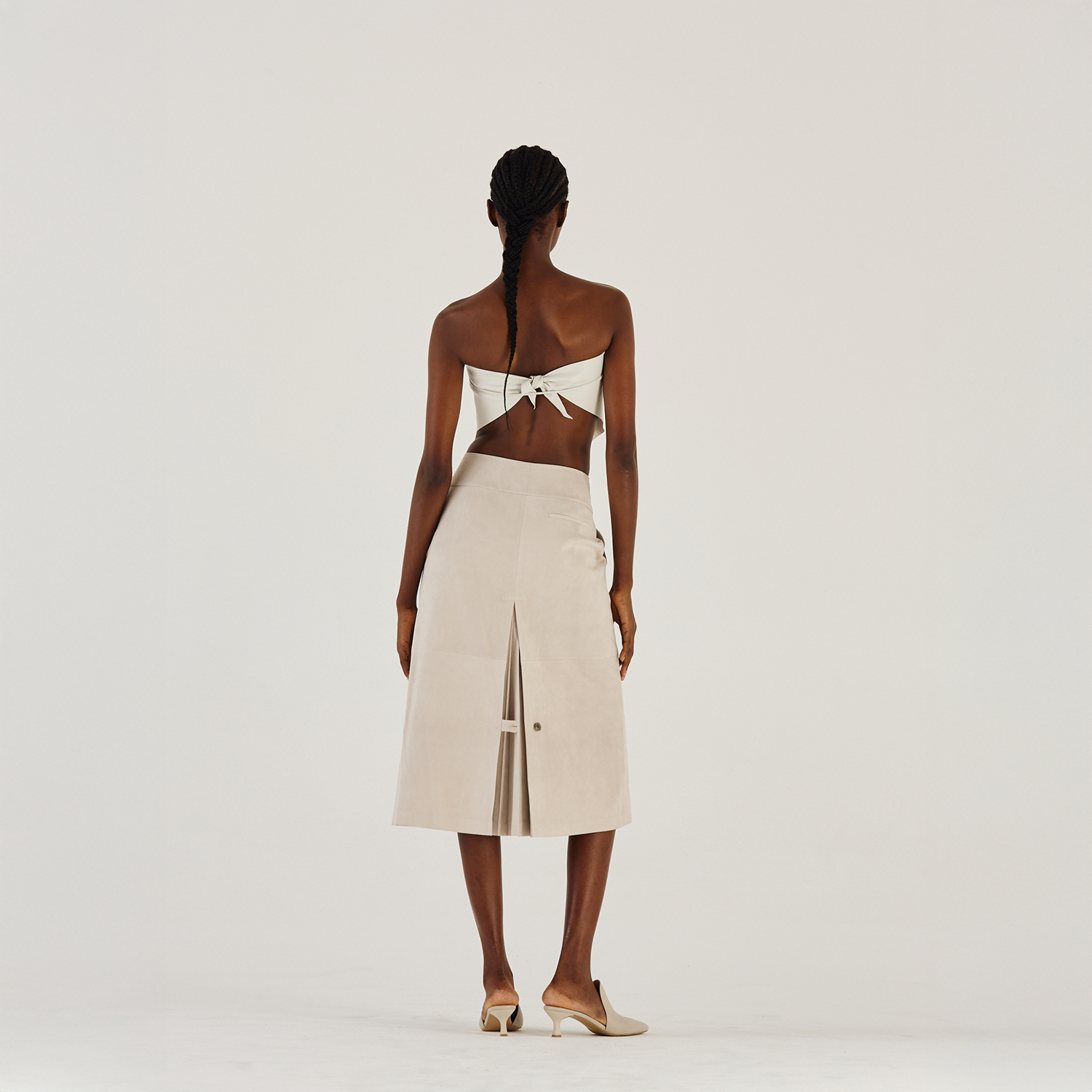 K14919_ |  LEATHER A-LINE LONGETTE SKIRT