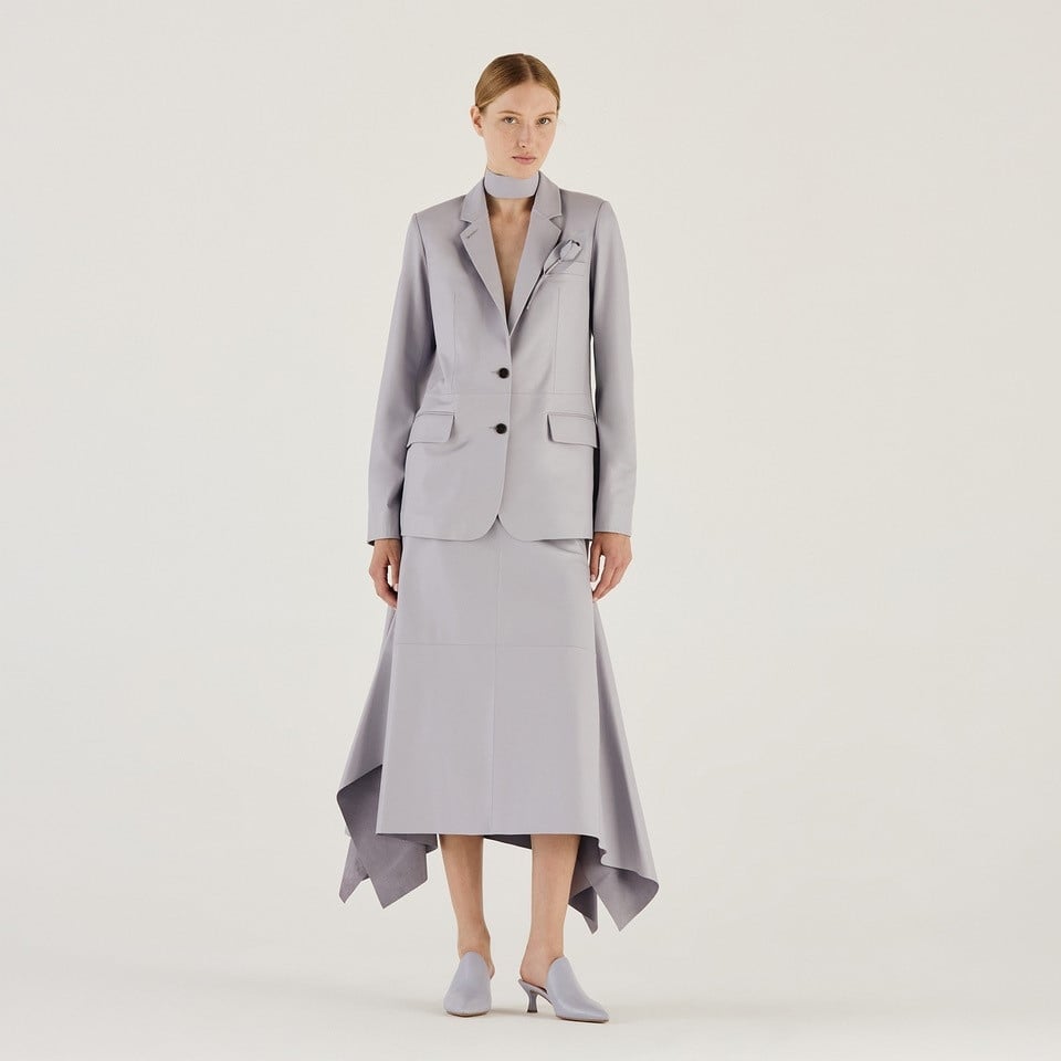 K14931 | LEATHER FOULARD SKIRT