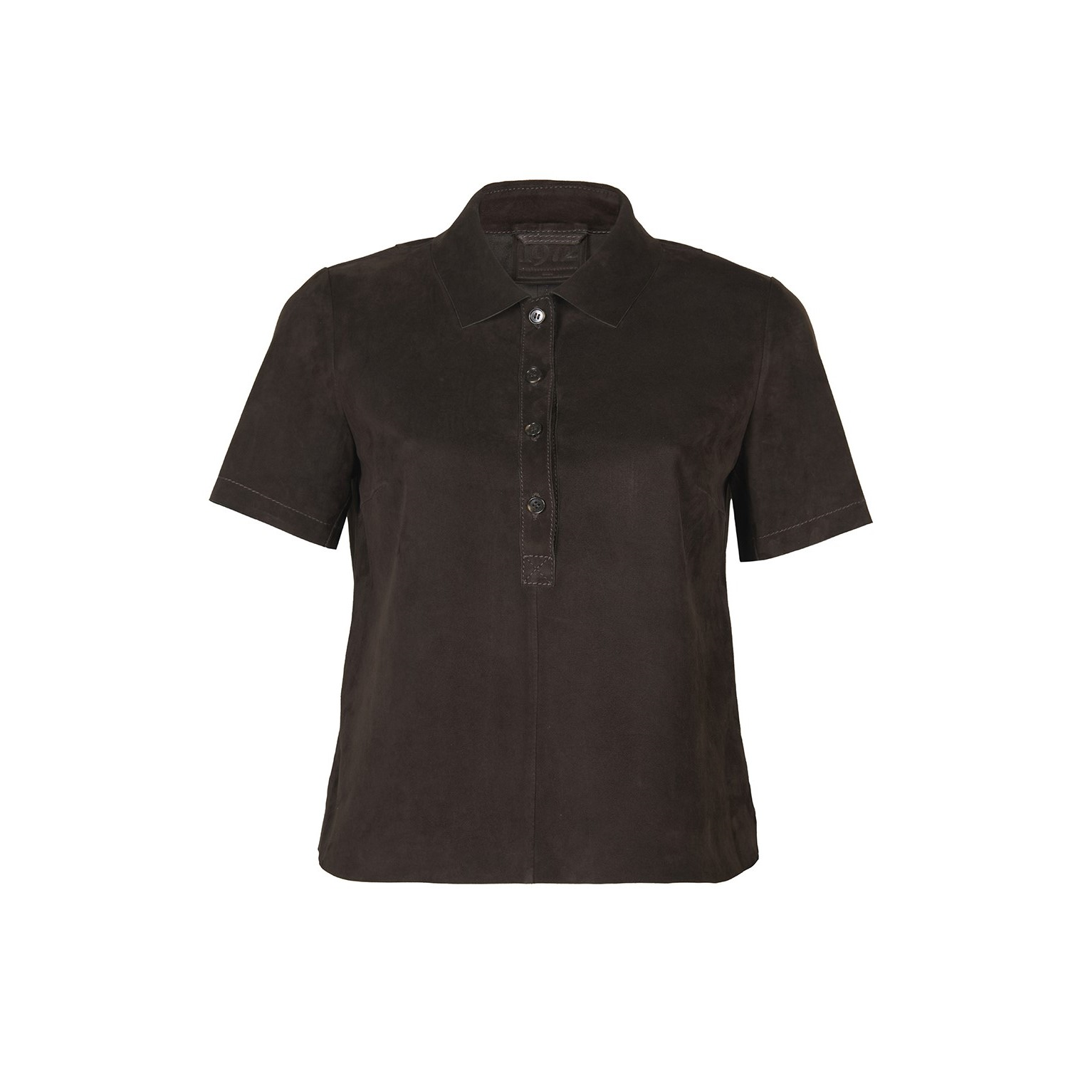 K14939 | LEATHER POLO CROPPED T-SHIRT