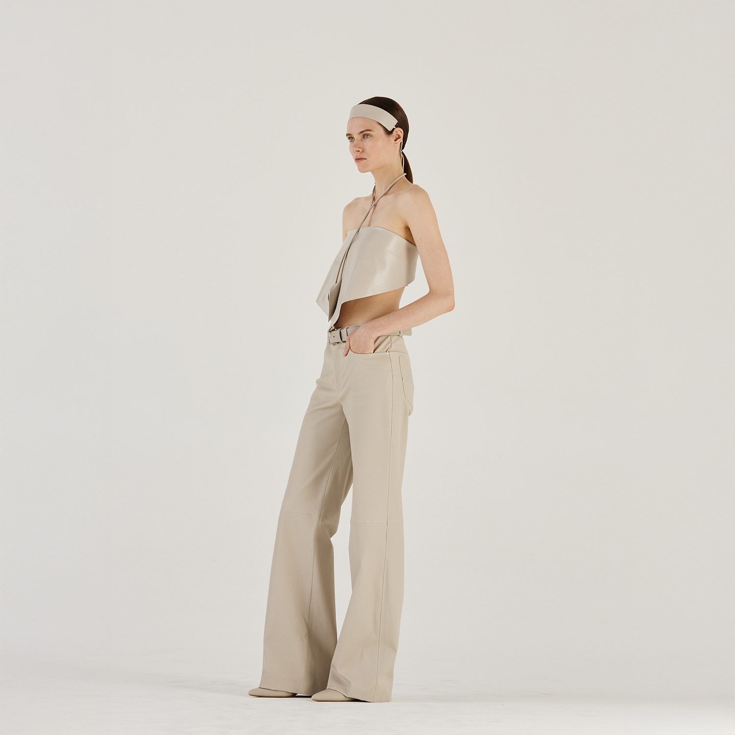 K14943 | LEATHER 5-POCKET STRAIGHT LEG PANTS