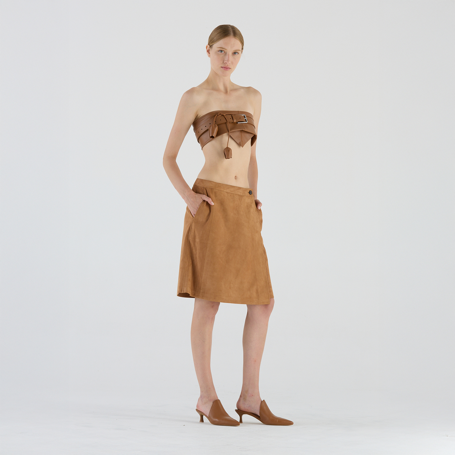 K14987 | LEATHER WRAP SKIRT