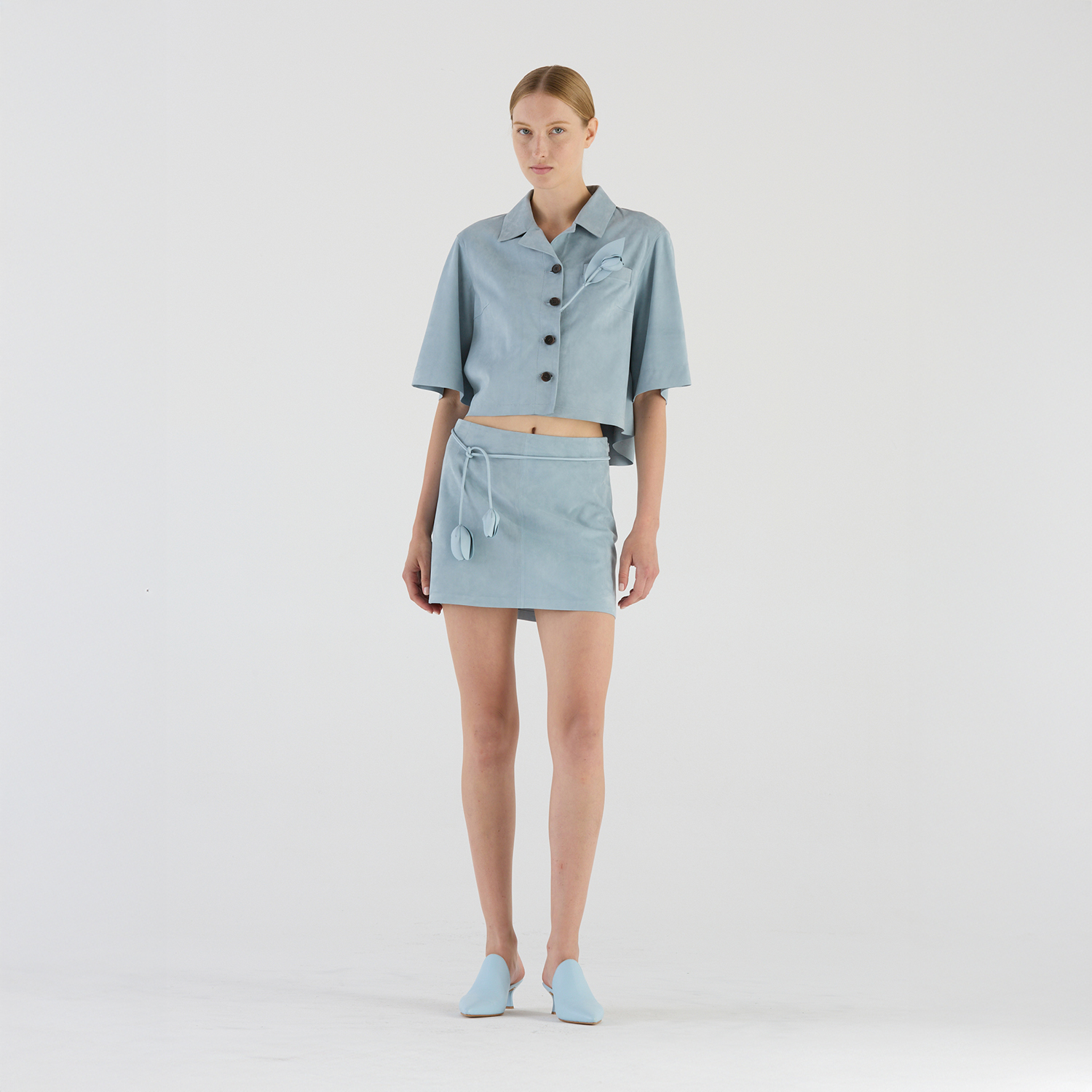 K14993 | LEATHER CROPPED PYJAMA SHIRT