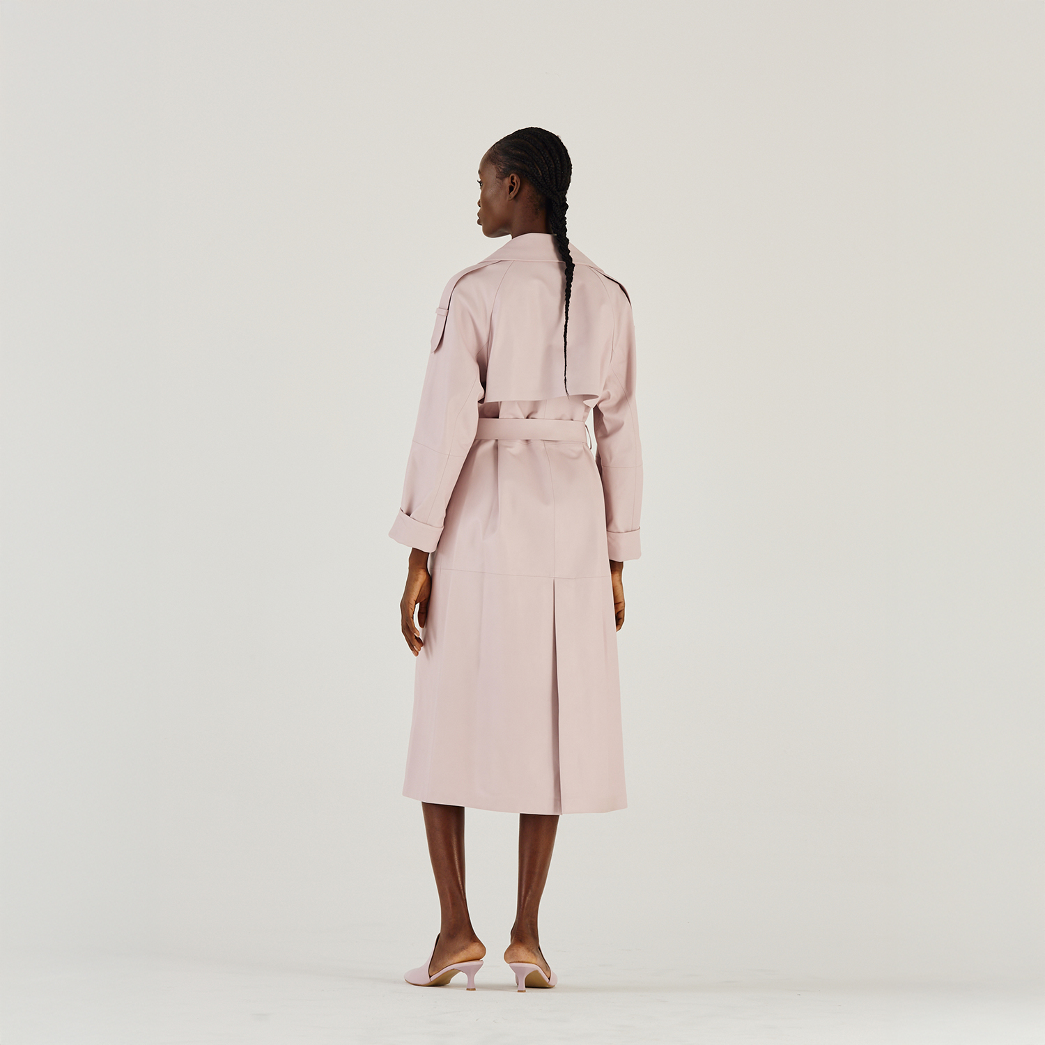 K14994 | LEATHER ROBE TRENCH COAT