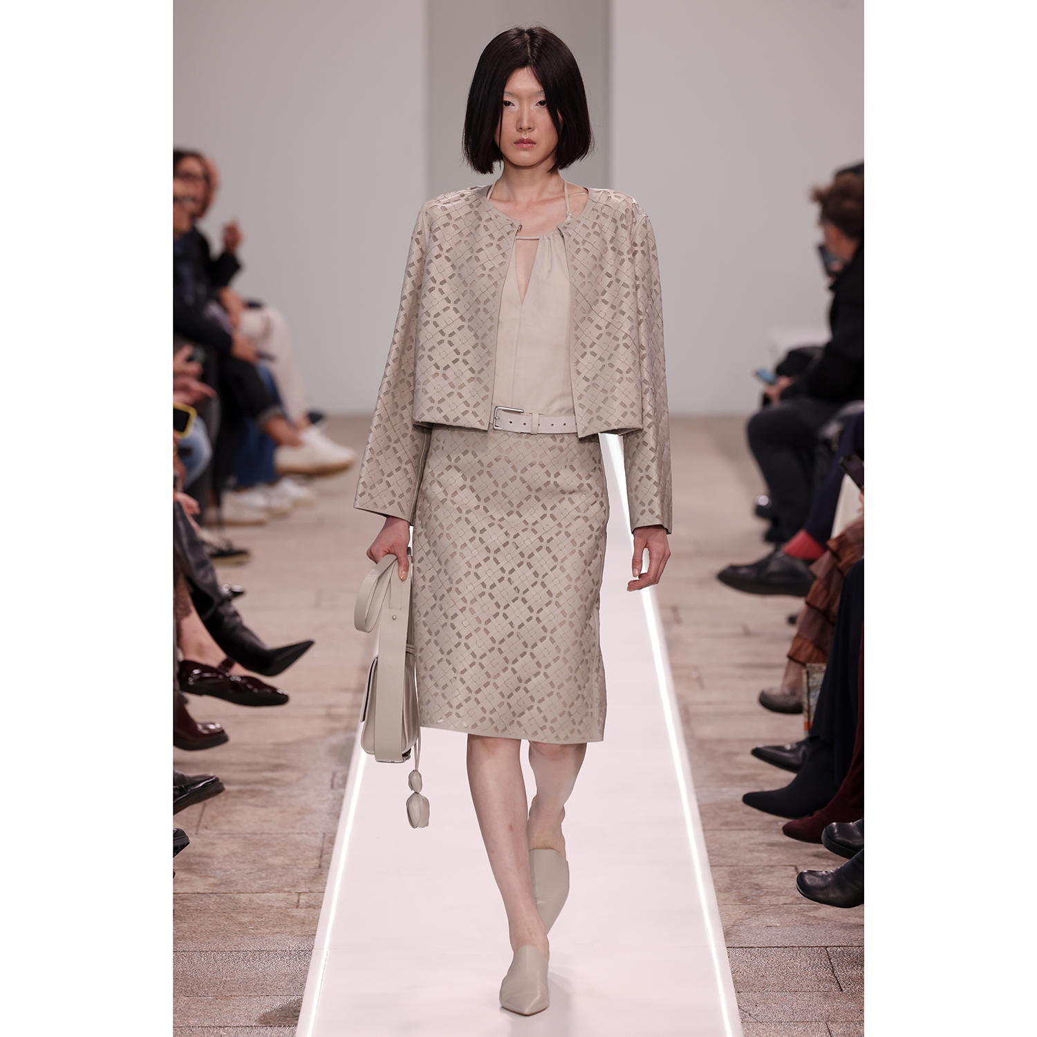 K15103 | LEATHER MOSAIC SKIRT