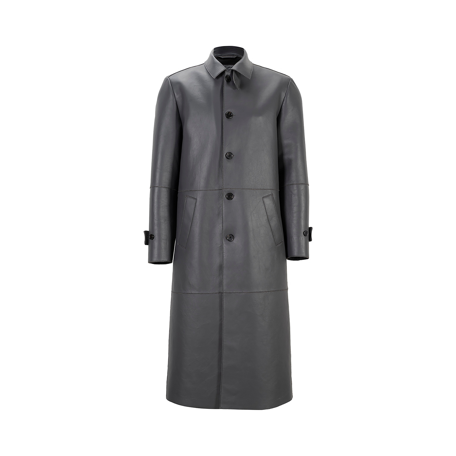 K15151 - LEATHER LONG CAR COAT