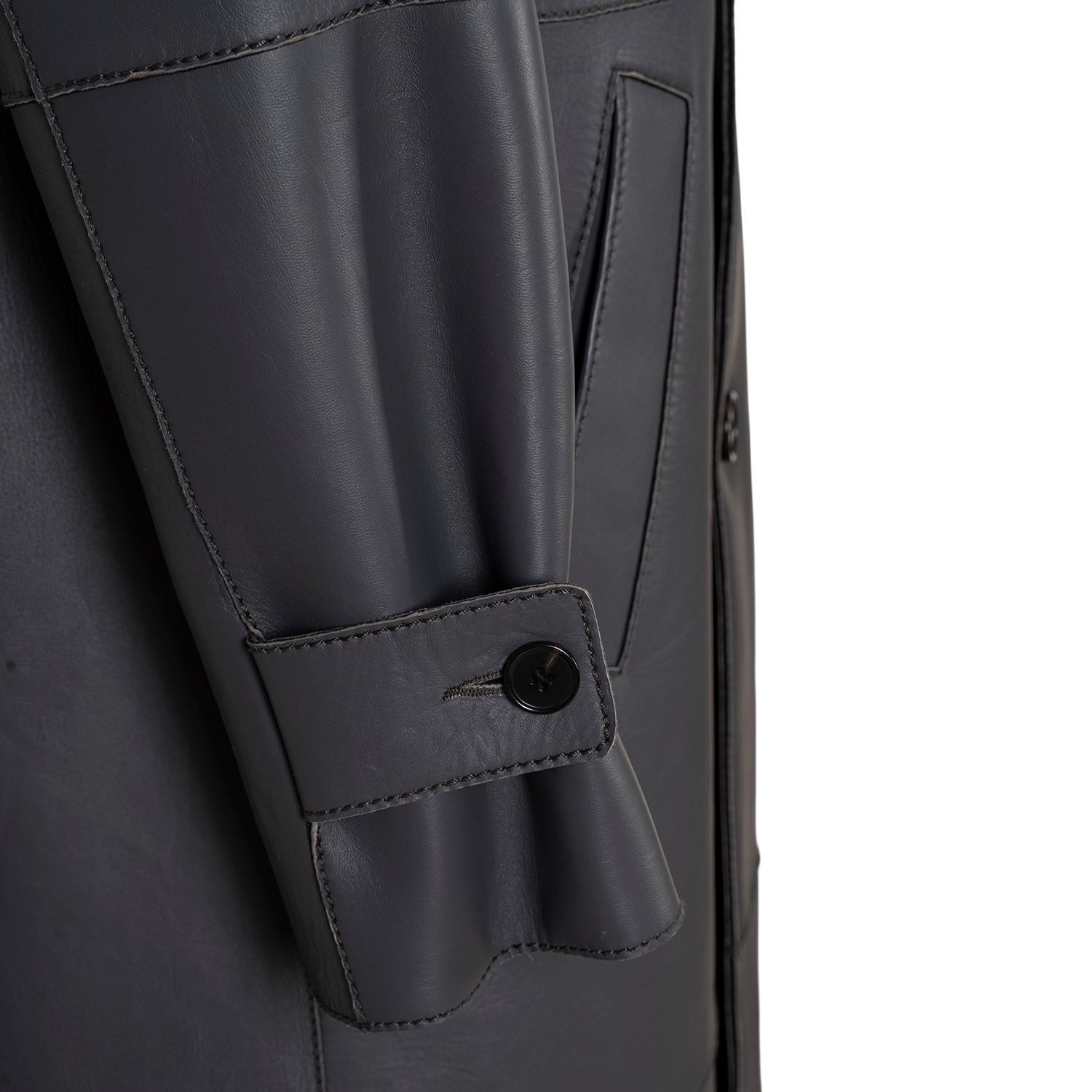 K15151 - LEATHER LONG CAR COAT