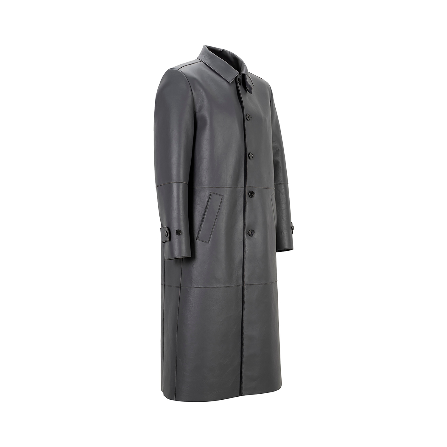 K15151 - LEATHER LONG CAR COAT