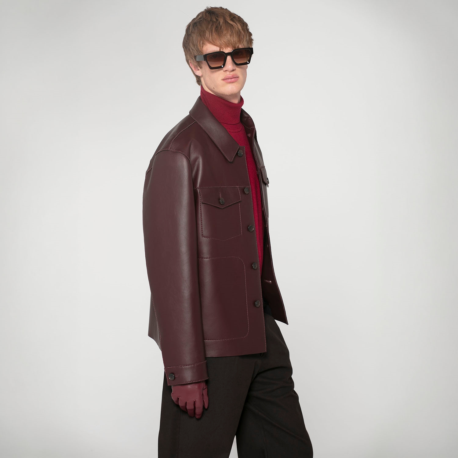 K15152 - LEATHER OVERSIZE 4 POCKETS JACKET