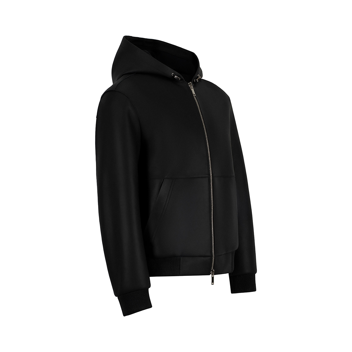 K15154 - LEATHER LAMINATED HOODIE JACKET