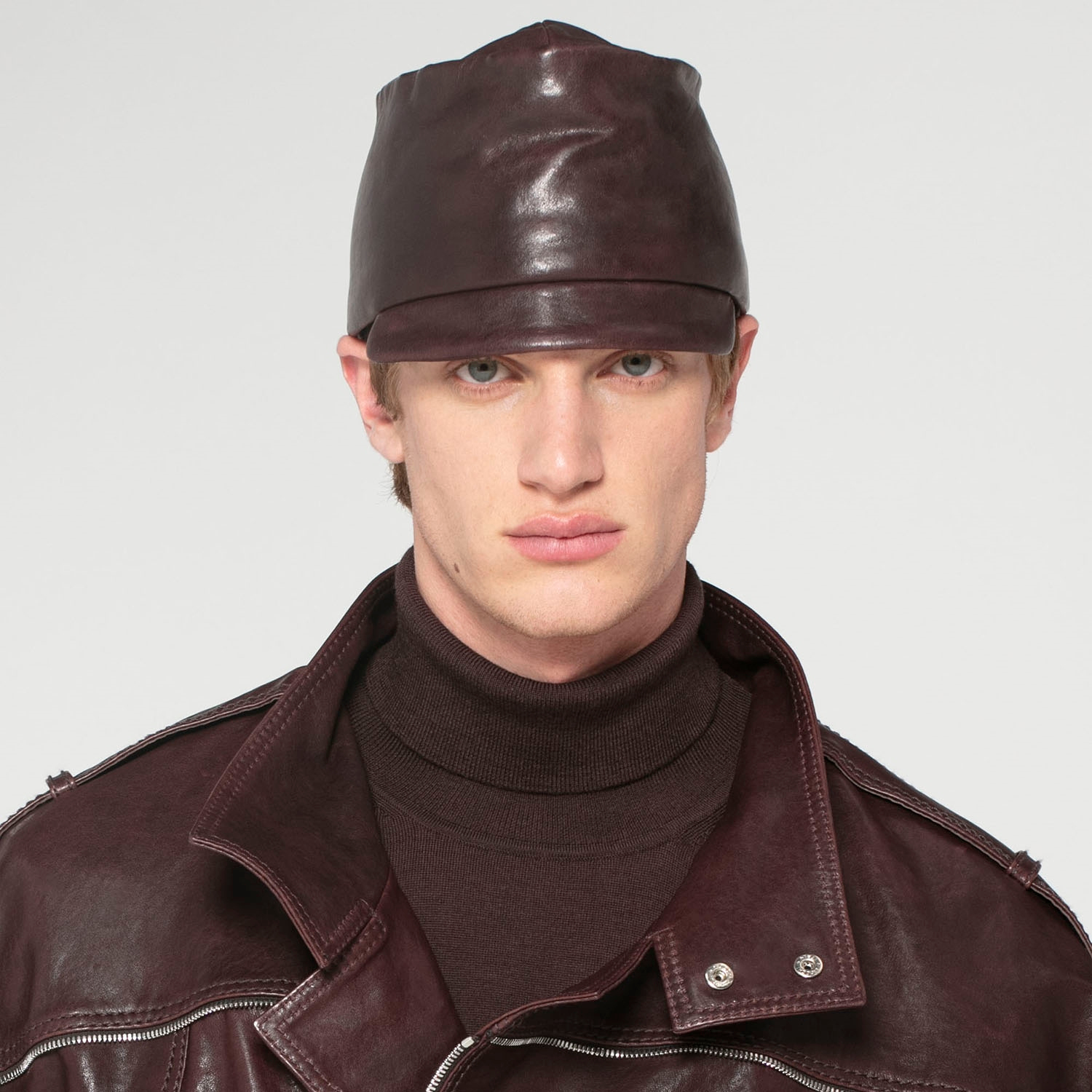 K15157 - LEATHER OVERSIZED BIKER JACKET