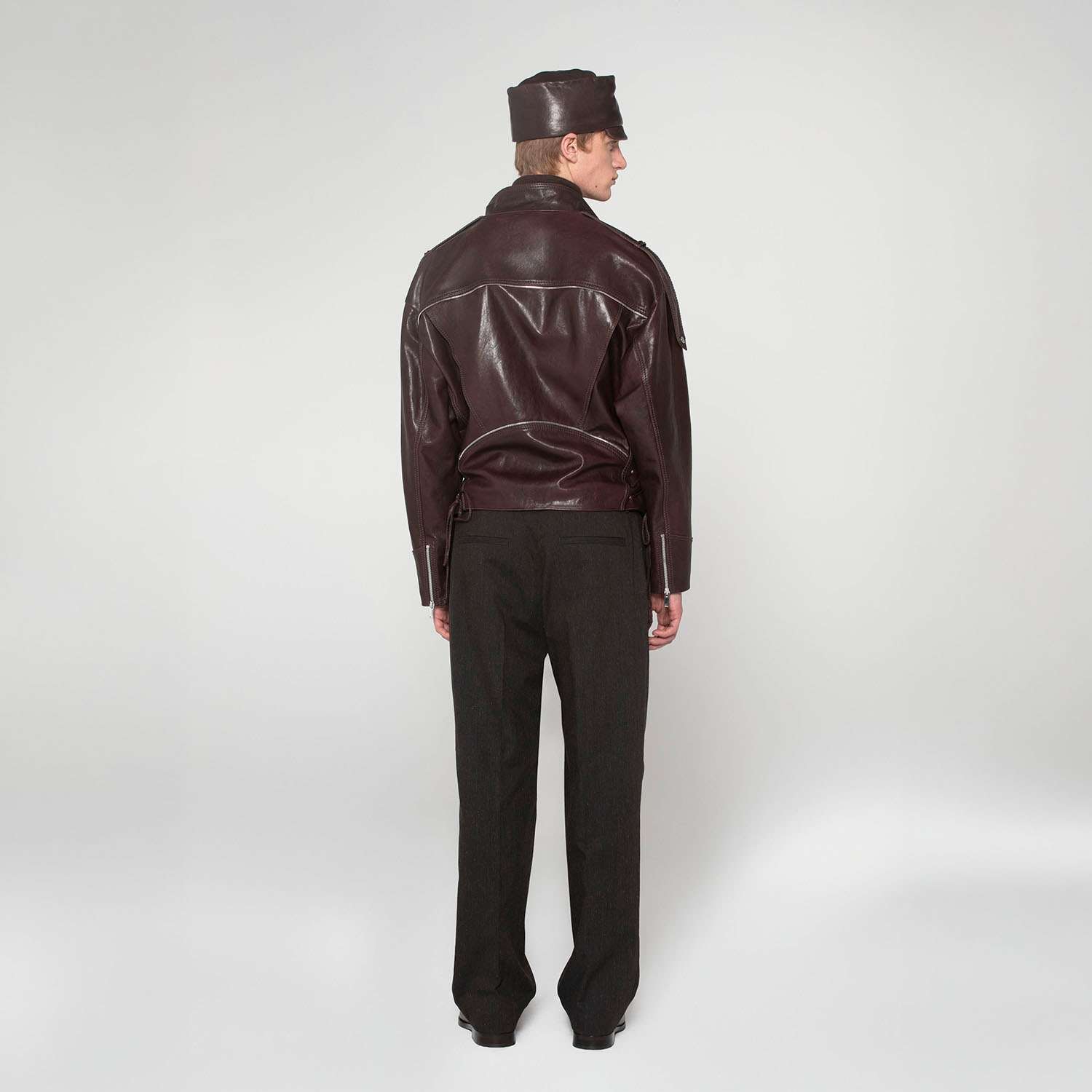 K15157 - LEATHER OVERSIZED BIKER JACKET