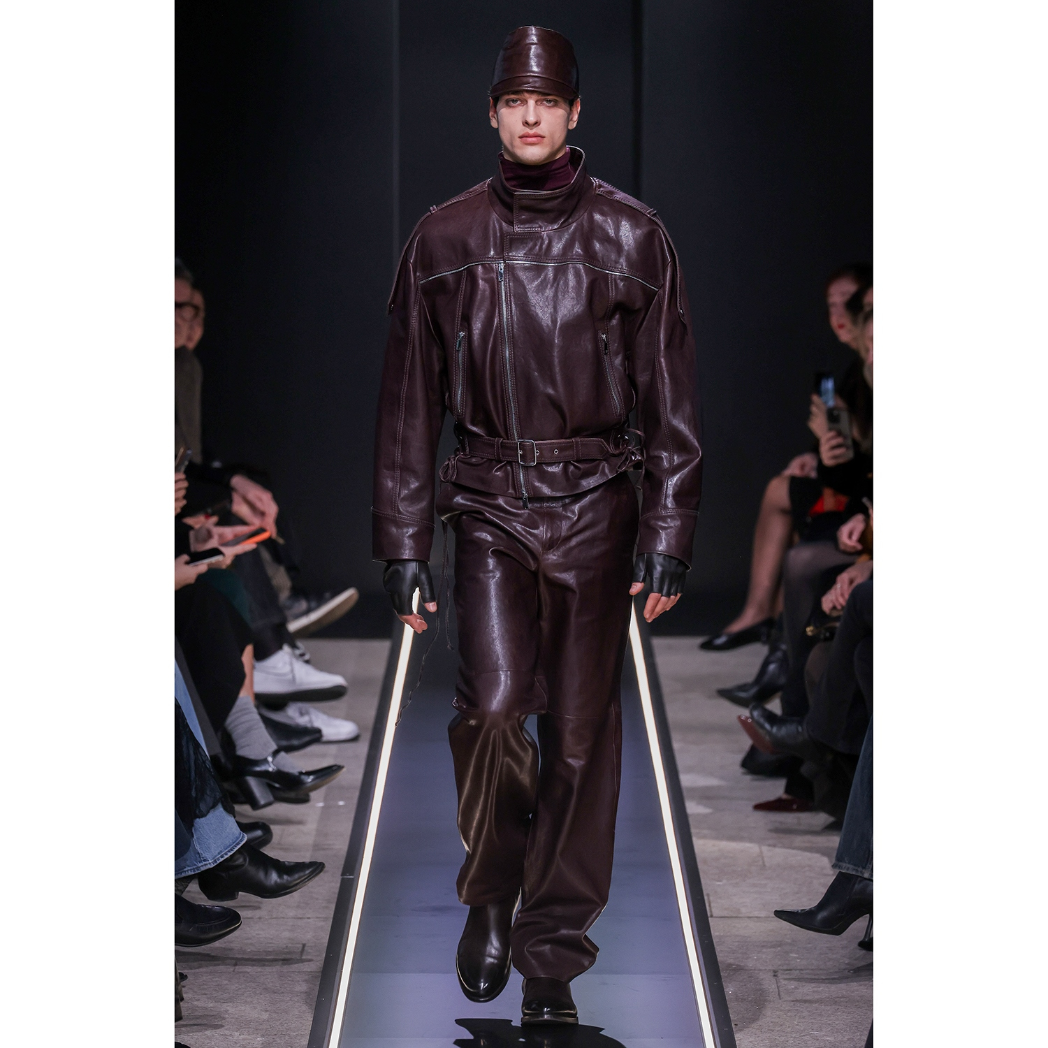 K15157 - LEATHER OVERSIZED BIKER JACKET