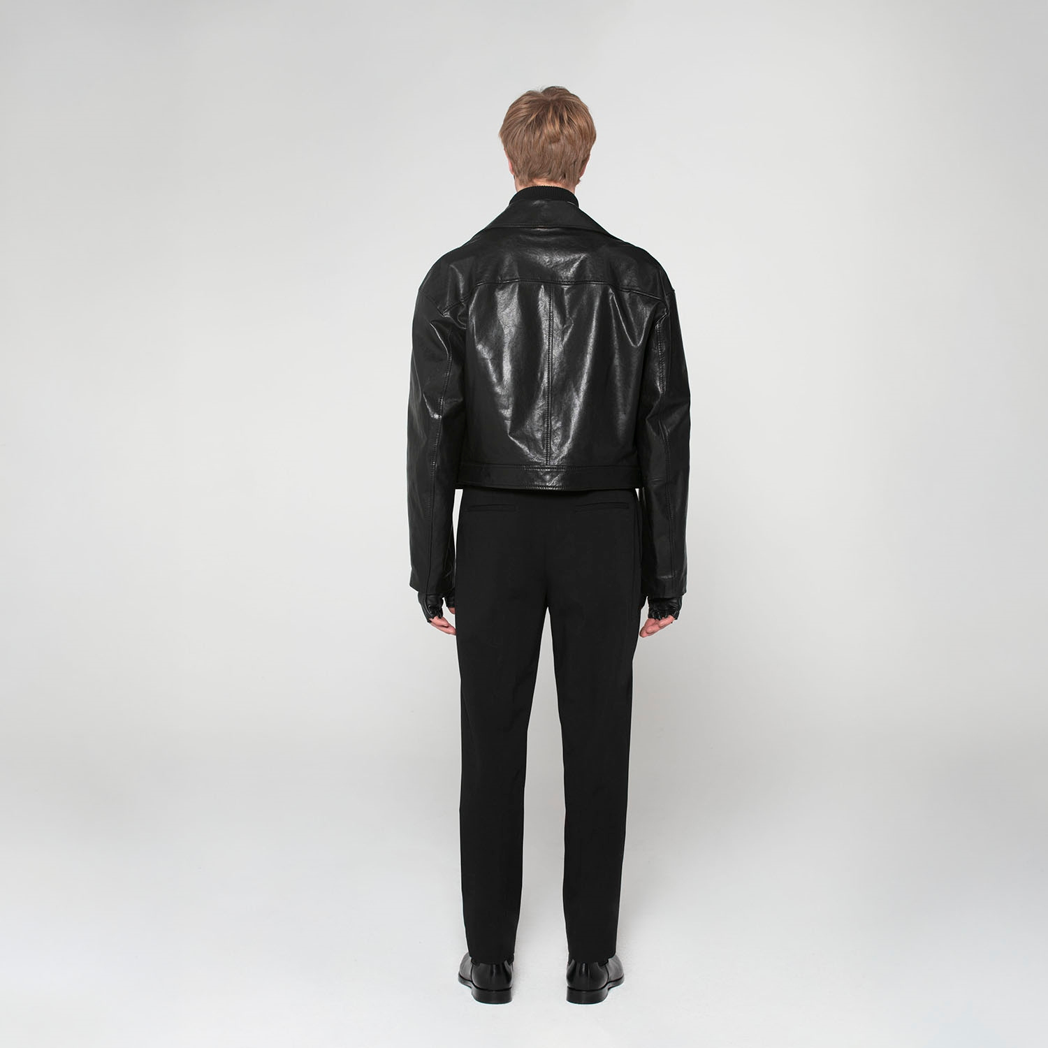 K15158 - LEATHER RELAXED FIT BIKER JACKET