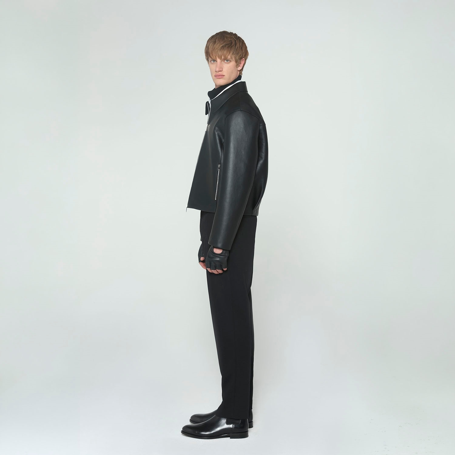 K15160 - LEATHER LAMINATED BLOUSON JACKET