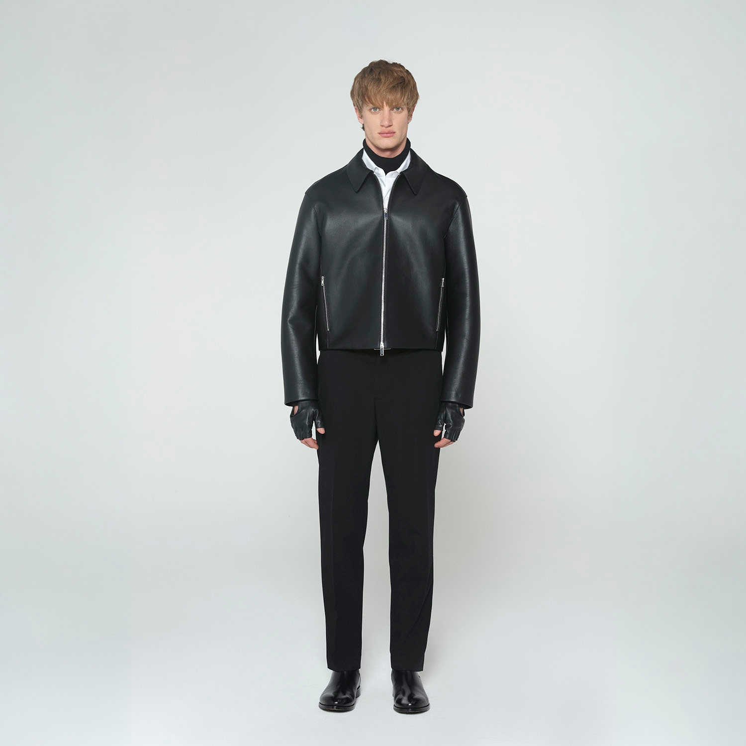 K15160 - LEATHER LAMINATED BLOUSON JACKET